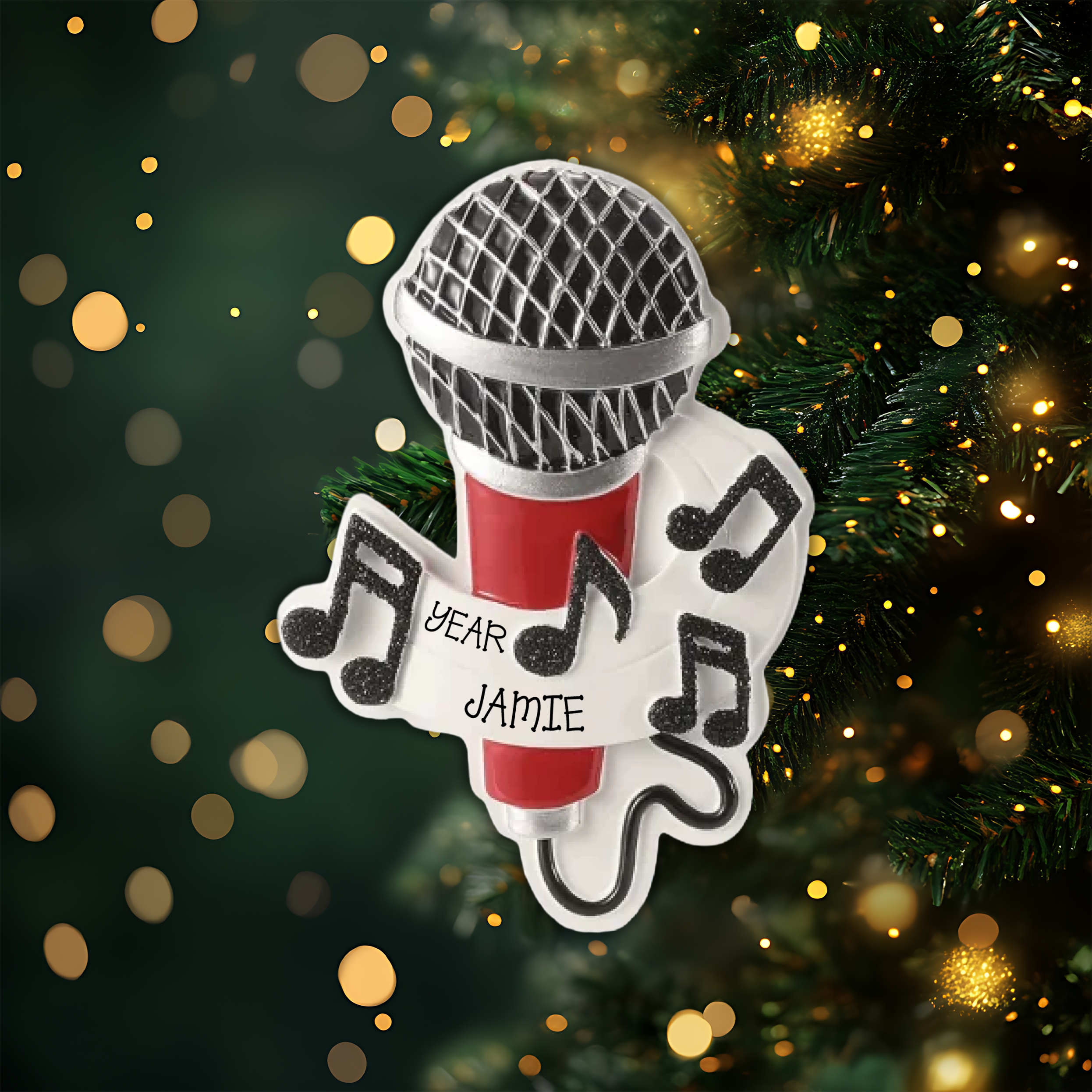 Microphone Personalized Christmas Ornament