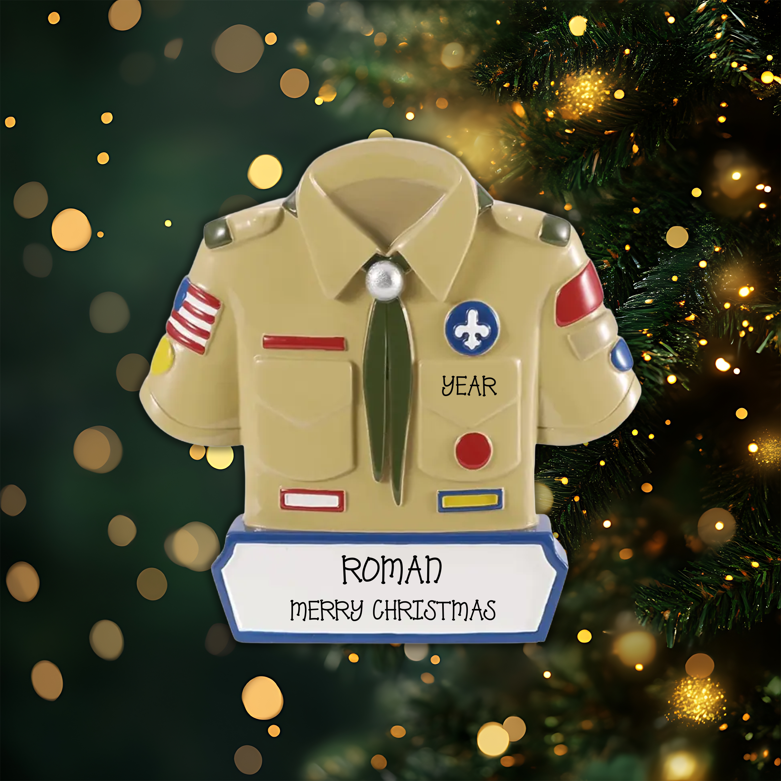 Boyscout Uniform Personalized Christmas Ornament