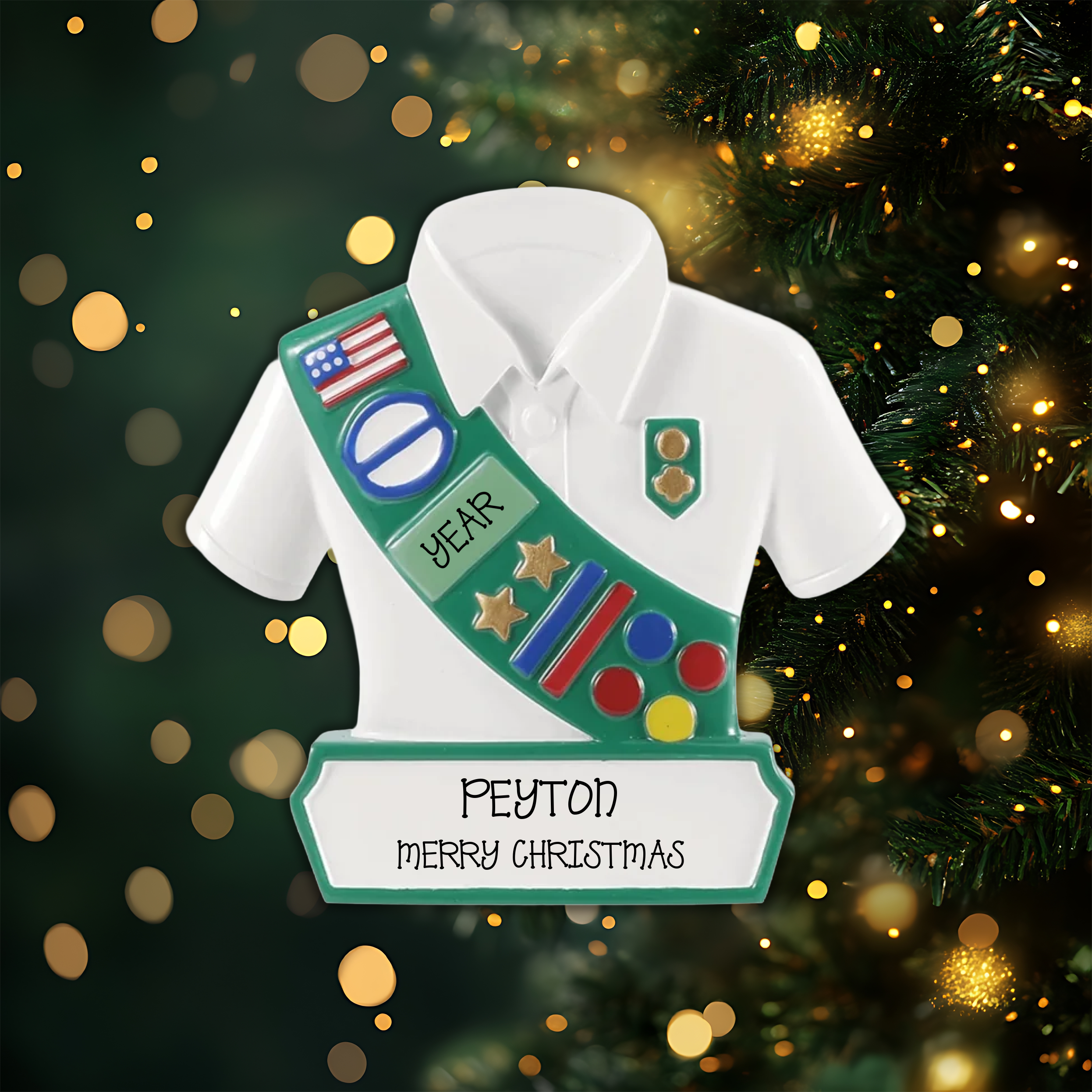 Girlscout Uniform Personalized Christmas Ornament