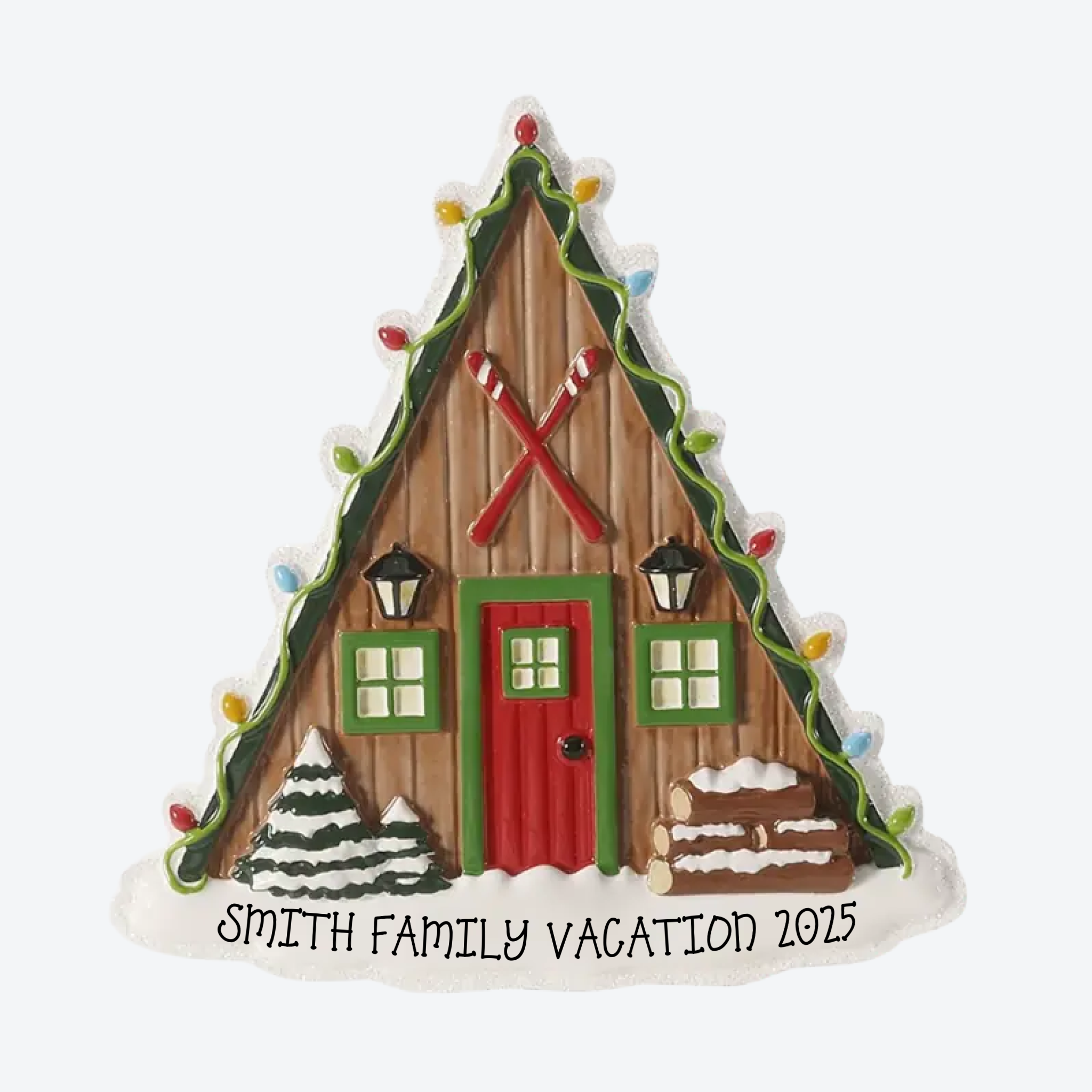 Ski Lodge Personalized Christmas Ornament