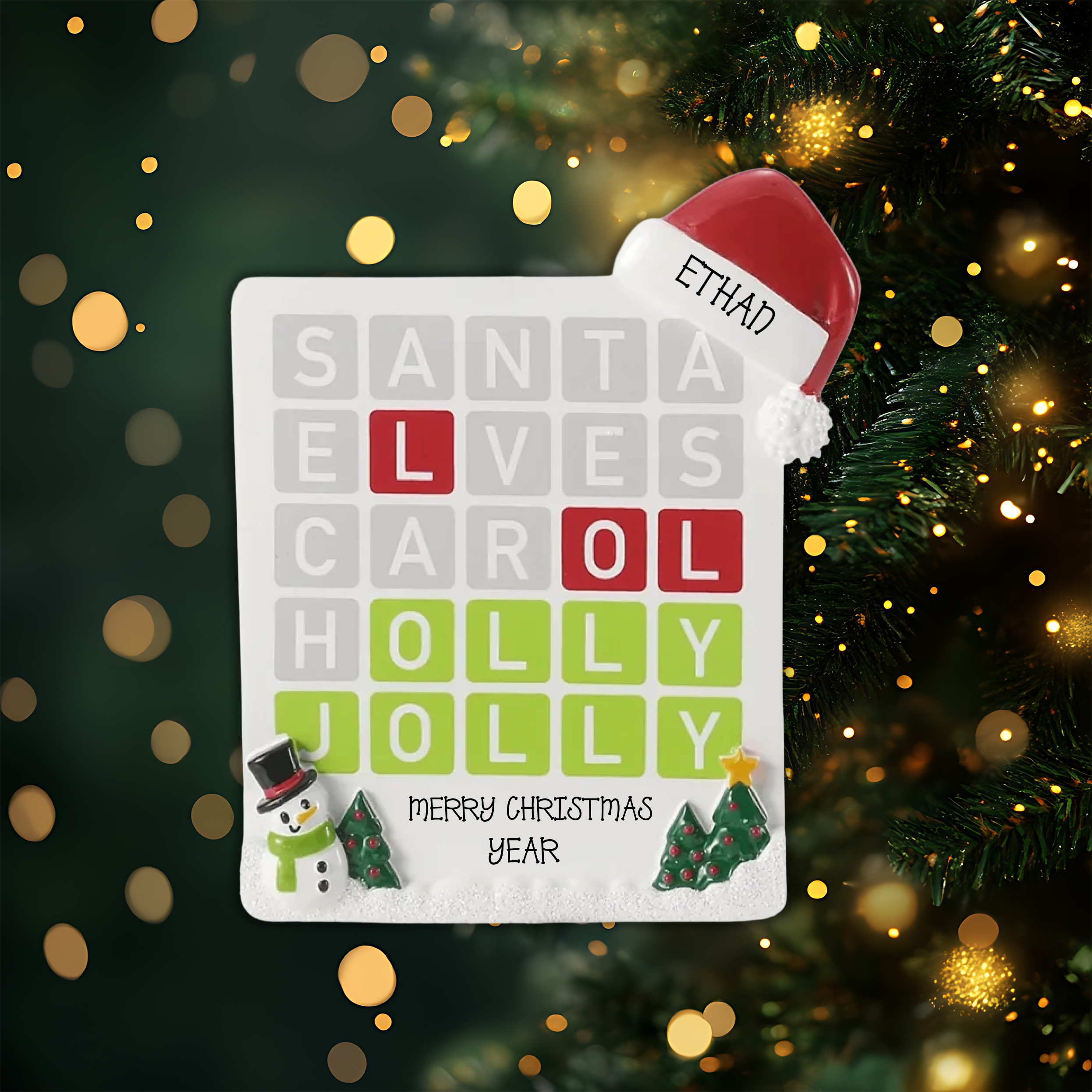 Word Game Personalized Christmas Ornament