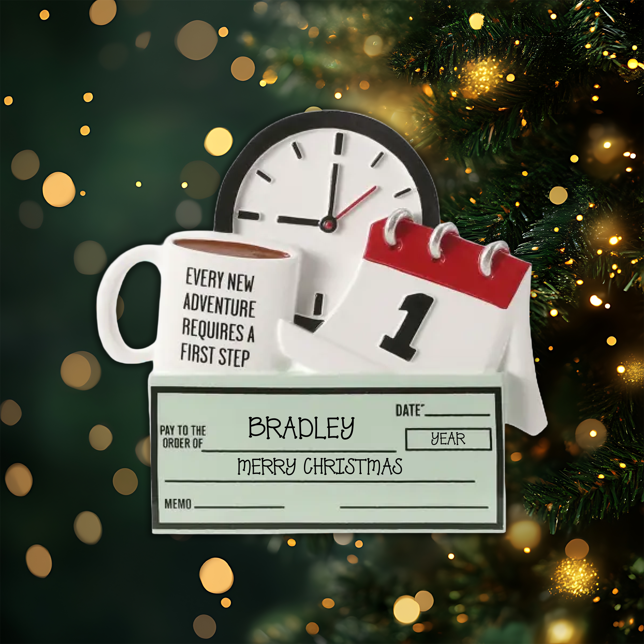 First Job Paycheck Personalized Christmas Ornament