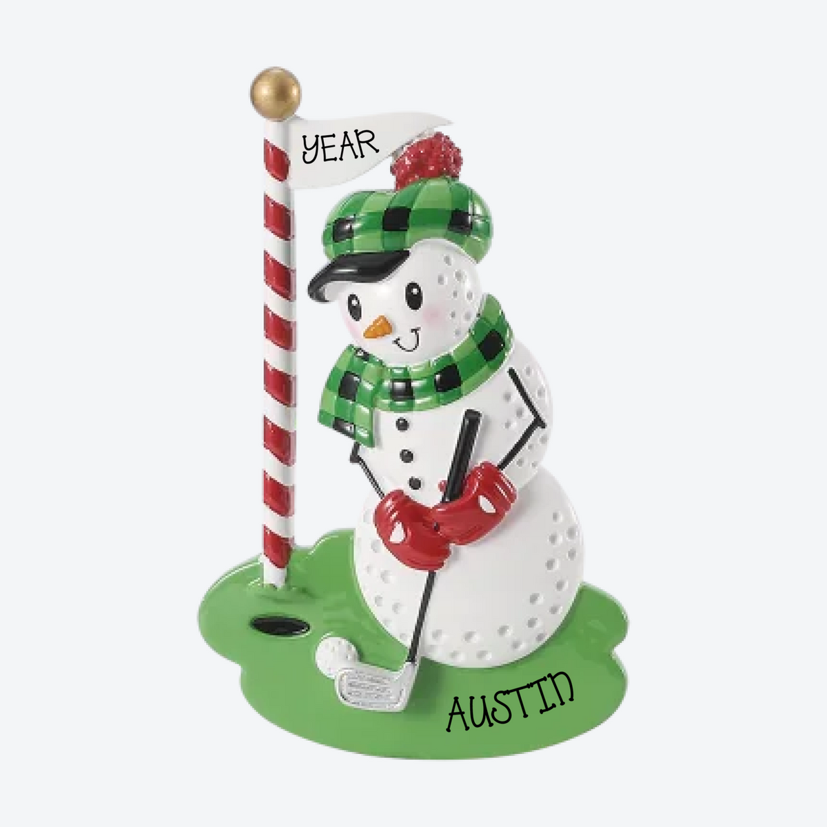 Golfball Snowman Personalized Christmas Ornament
