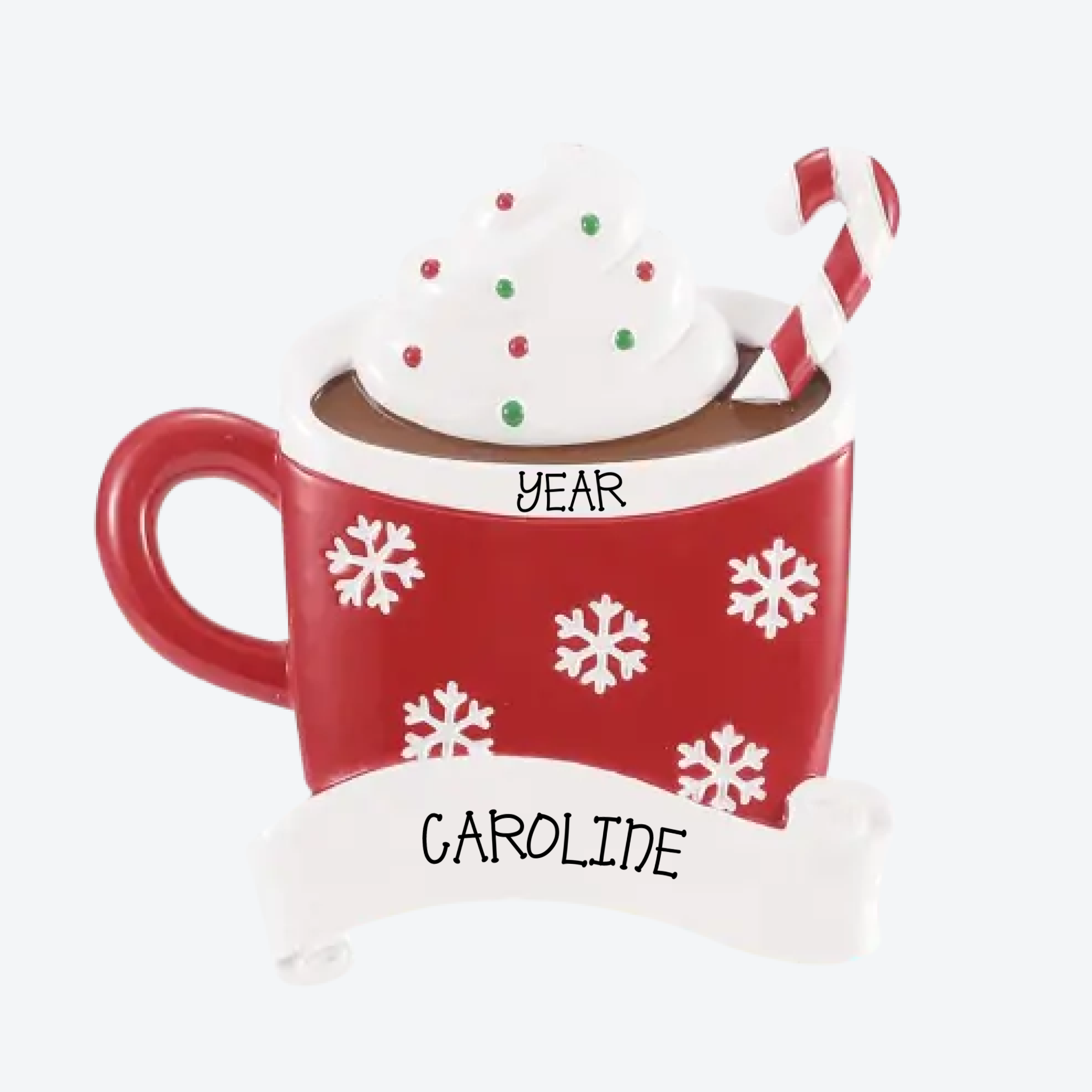 Single Hot Cocoa Mug Personalized Christmas Ornament