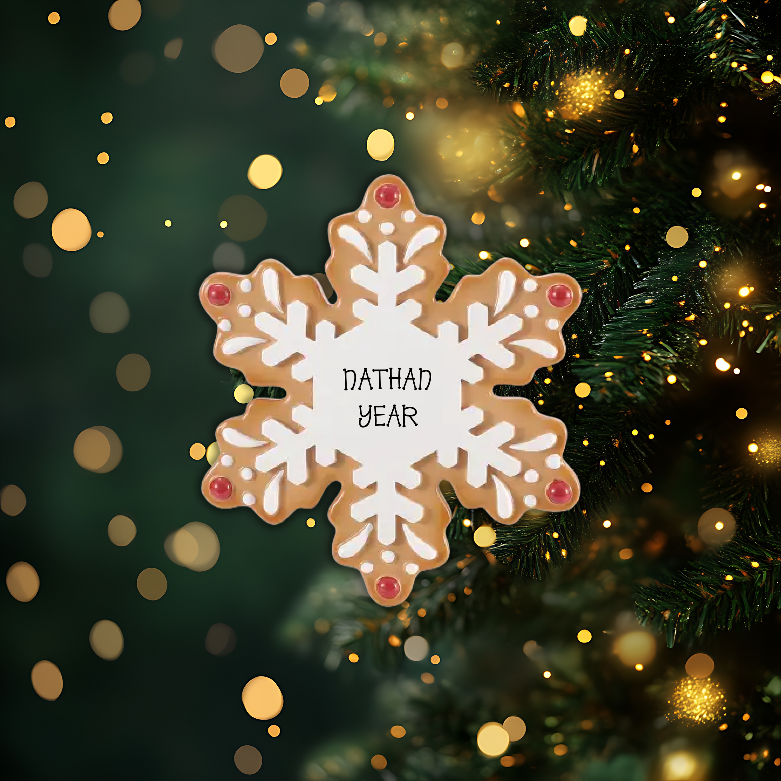 Gingerbread Snowflake Personalized Christmas Ornament