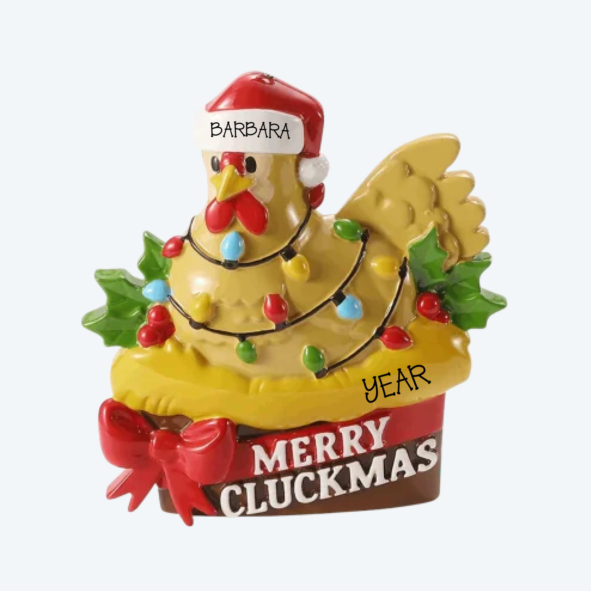 Merry Cluckmas Personalized Christmas Ornament