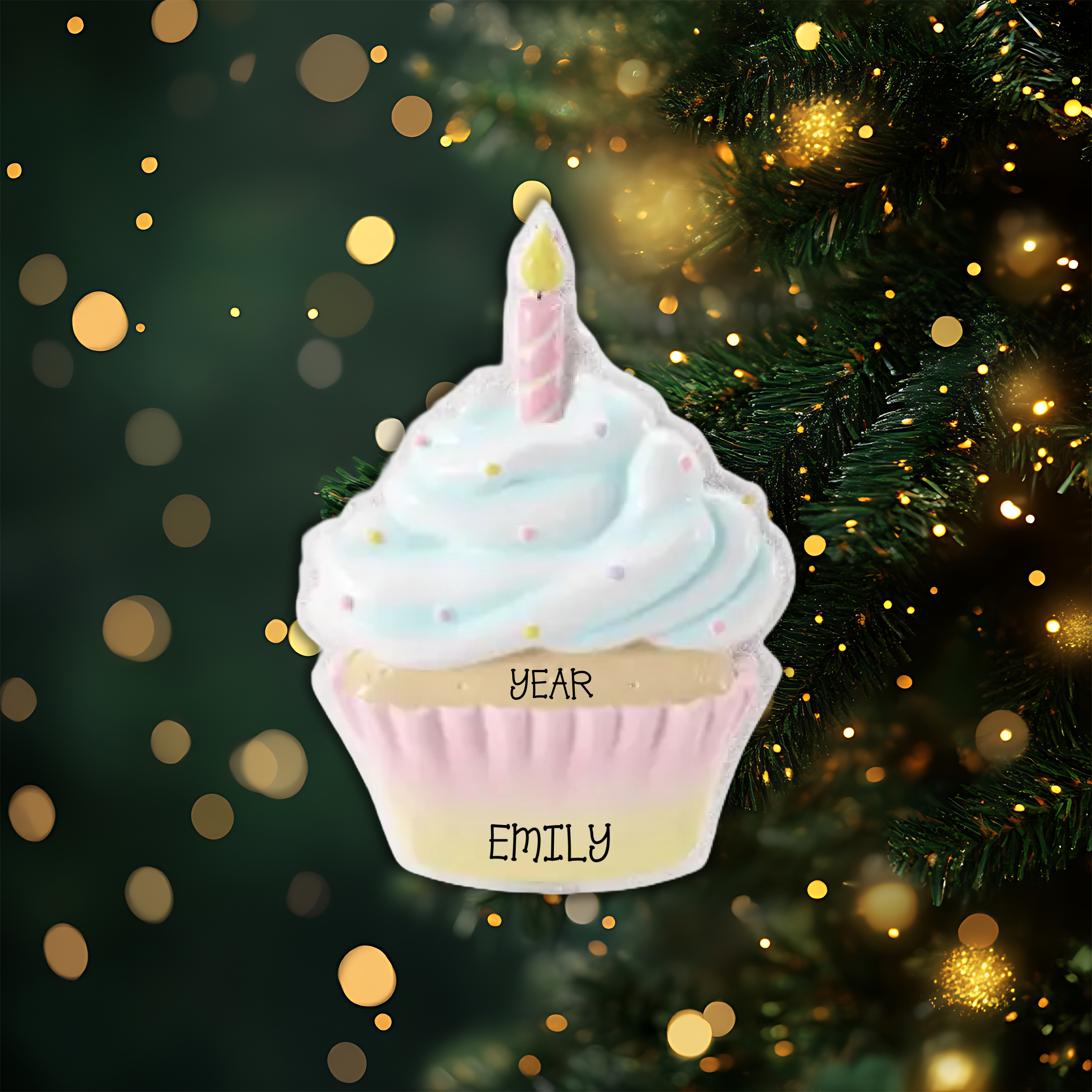 Birthday Cupcake Birthday Personalized Christmas Ornament