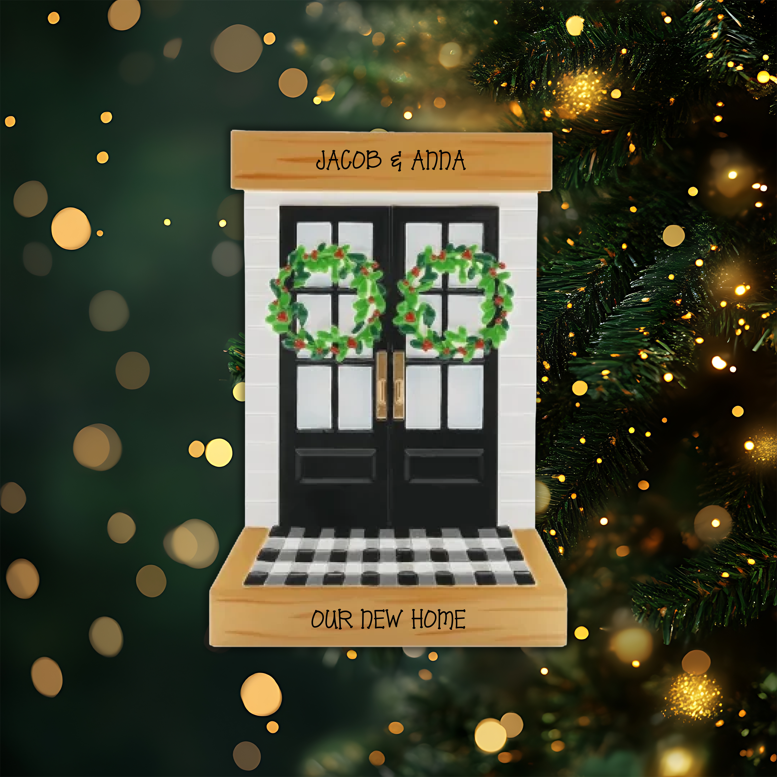 New Home Traditional Door Personalized Christmas Ornament