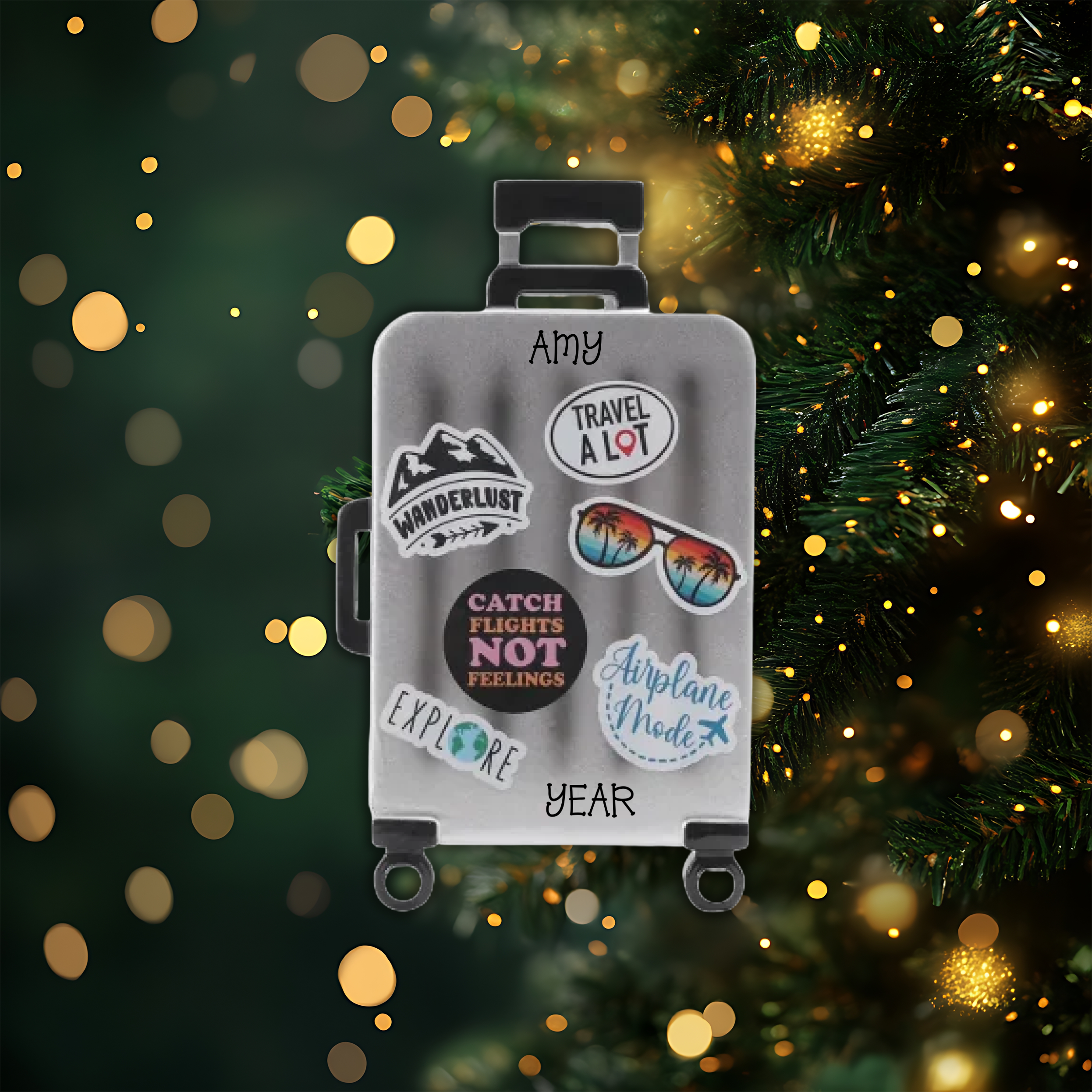 Suitcase Personalized Christmas Ornament