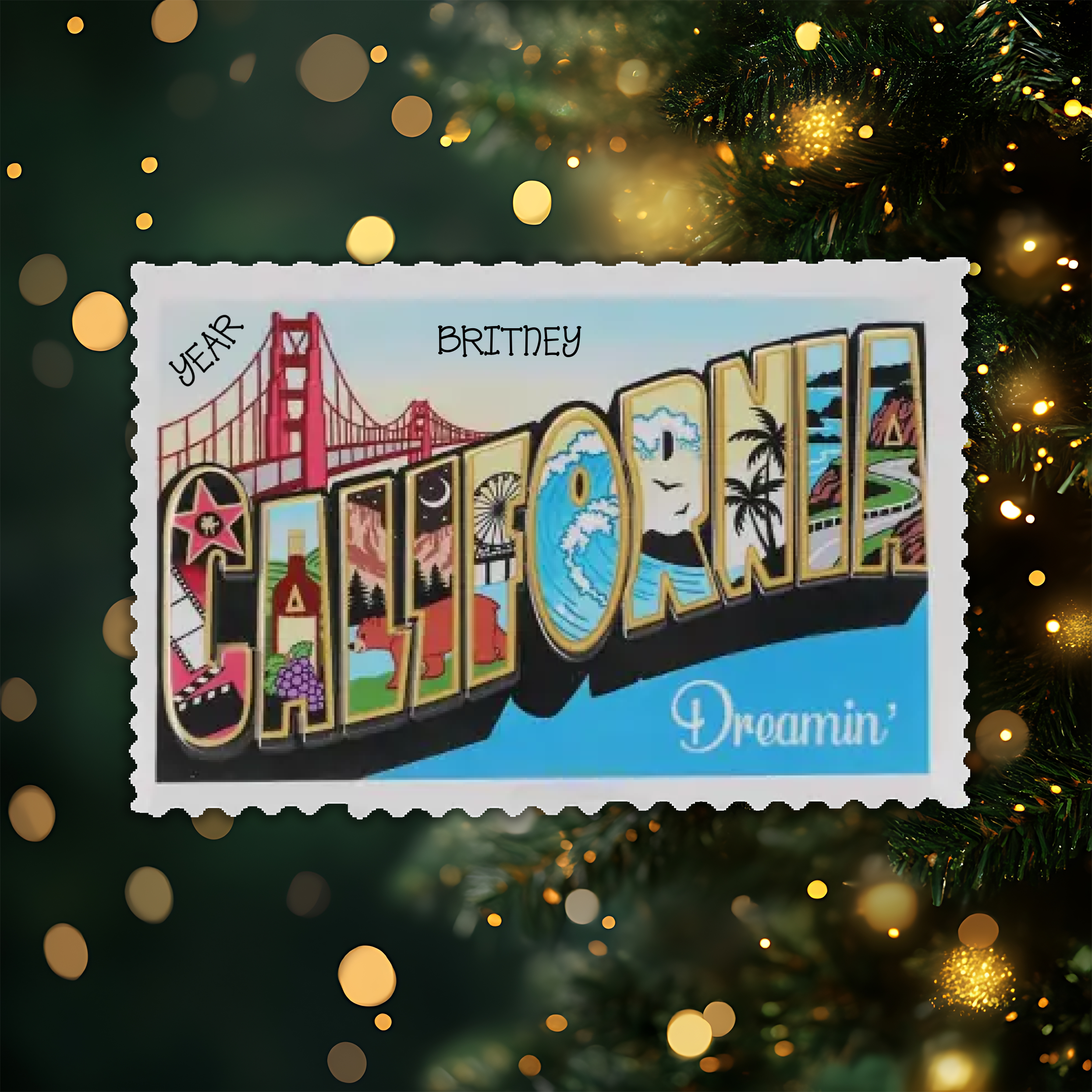 California Personalized Christmas Ornament