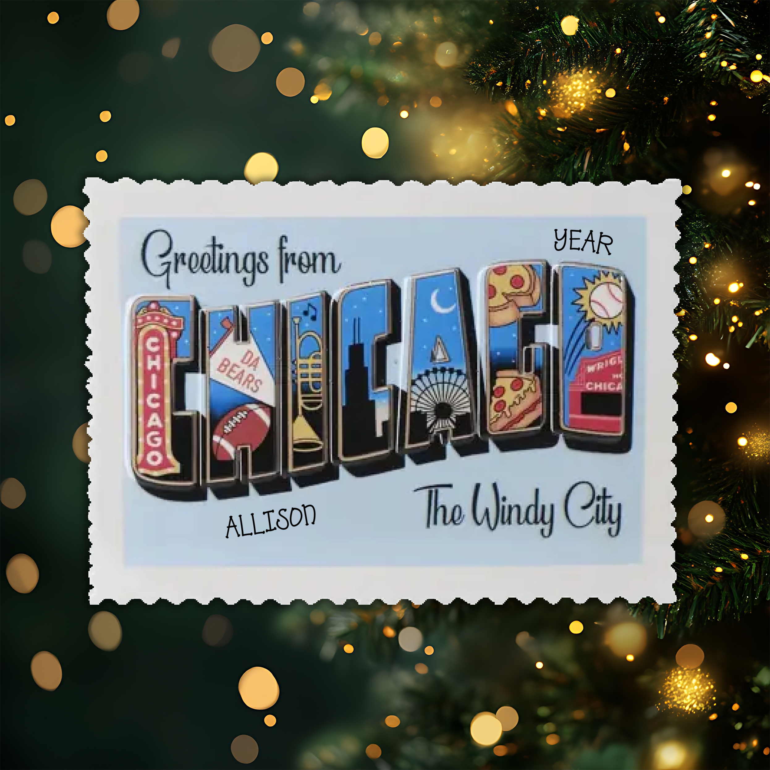 Chicago Personalized Christmas Ornament