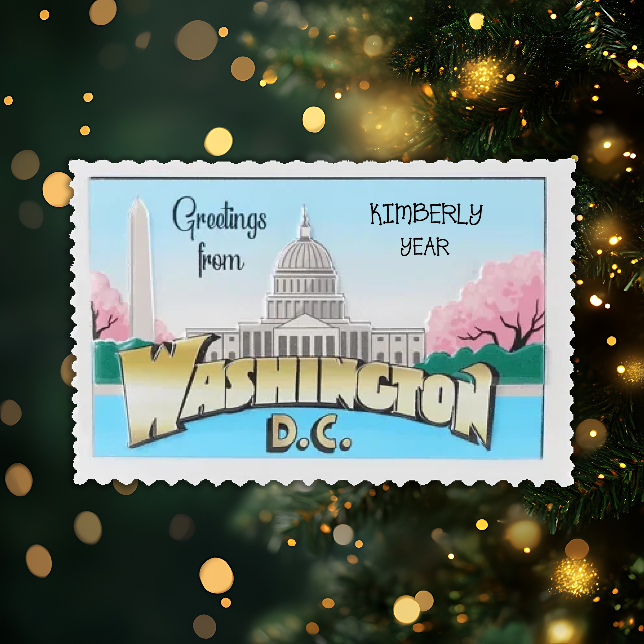 Washington DC Personalized Christmas Ornament