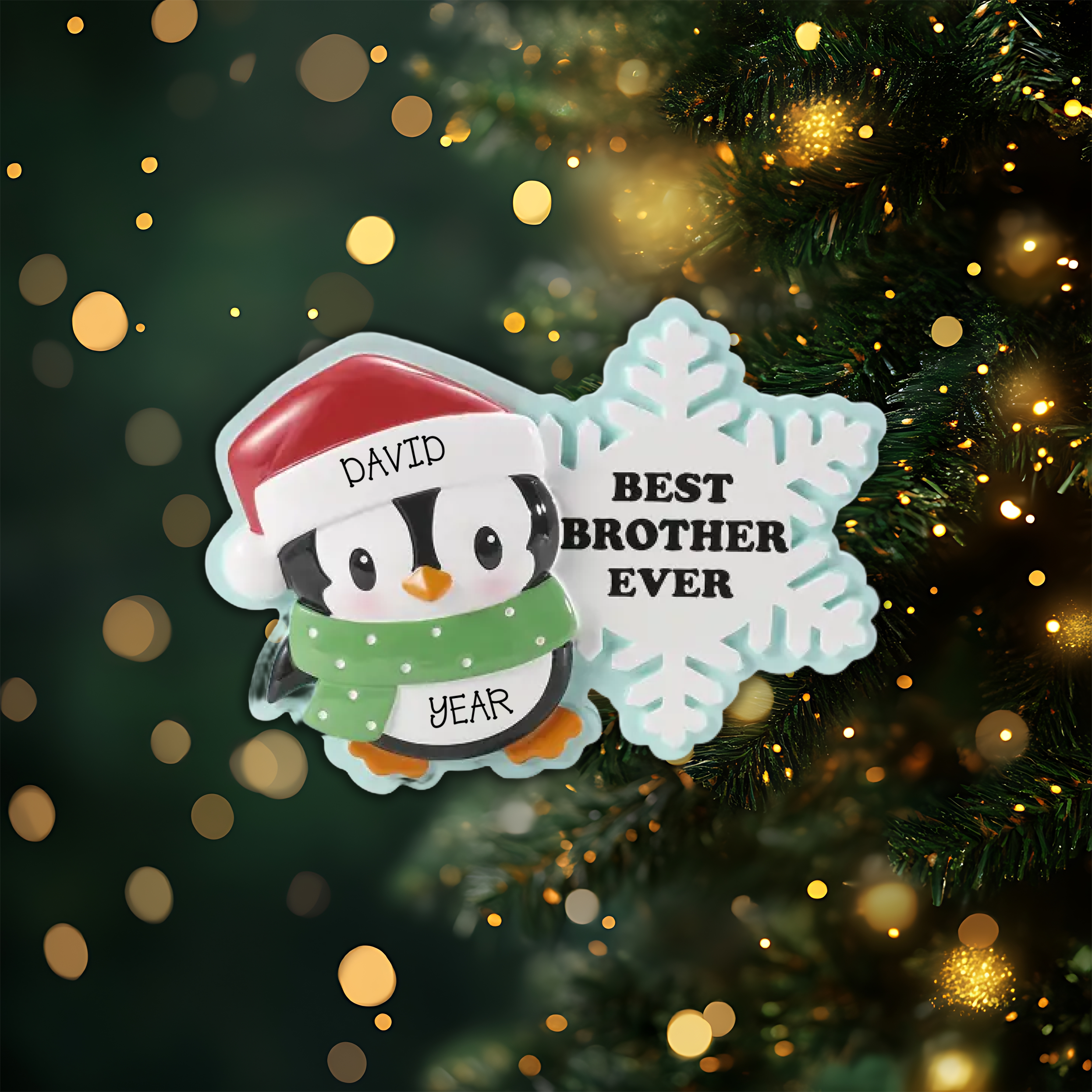 Penguin Brother Personalized Christmas Ornament