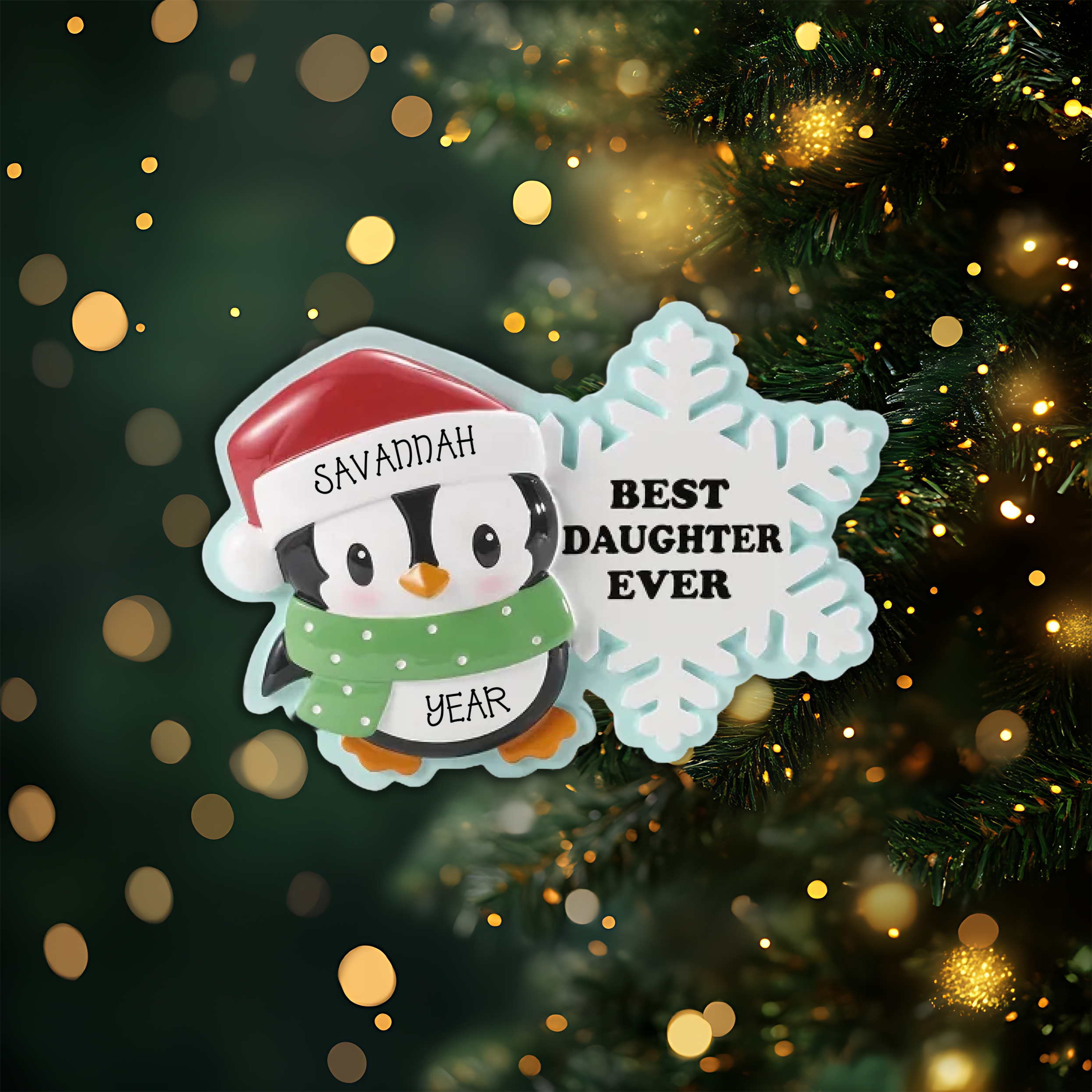 Penguin Daughter Personalized Christmas Ornament