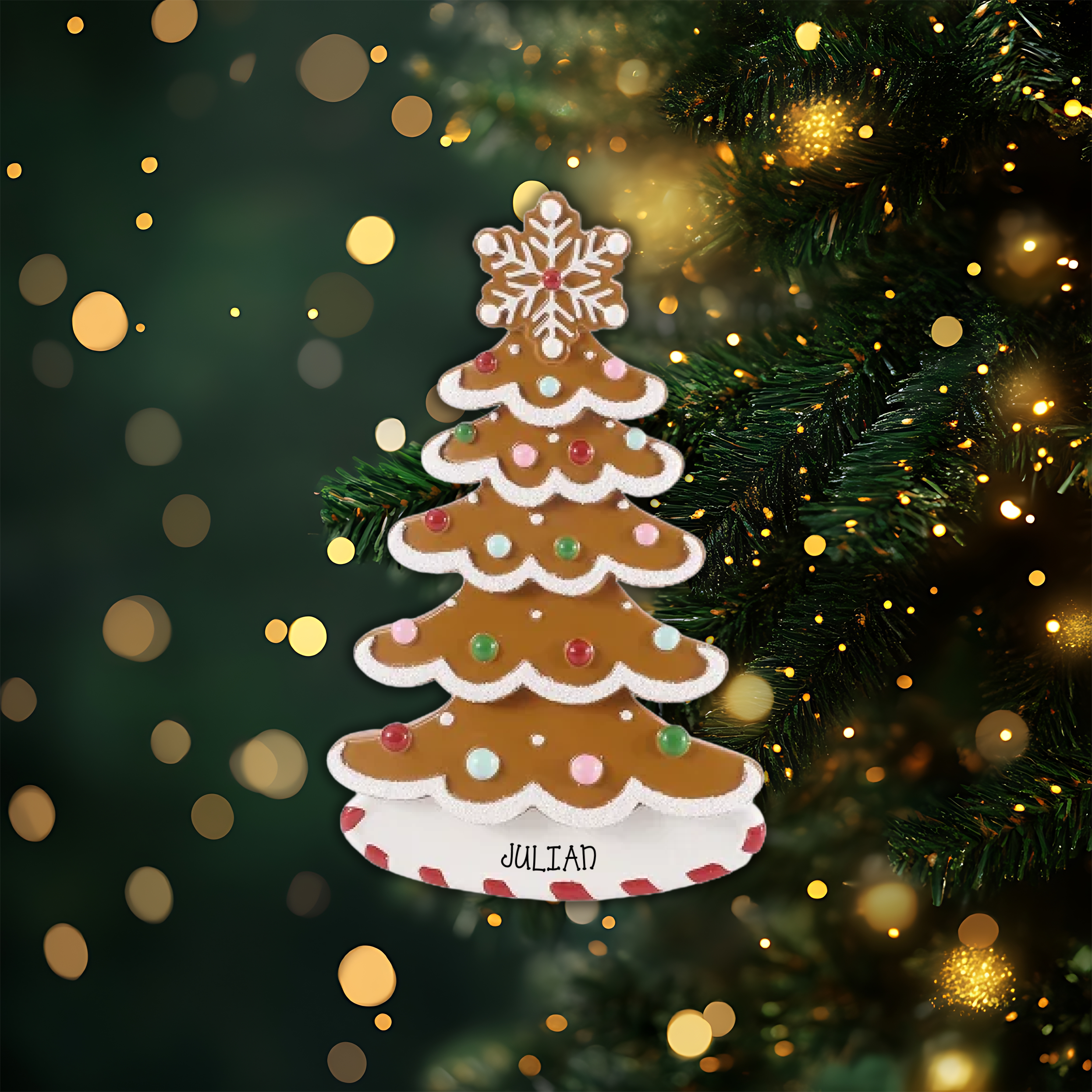 Gingerbread Tree Personalized Christmas Ornament