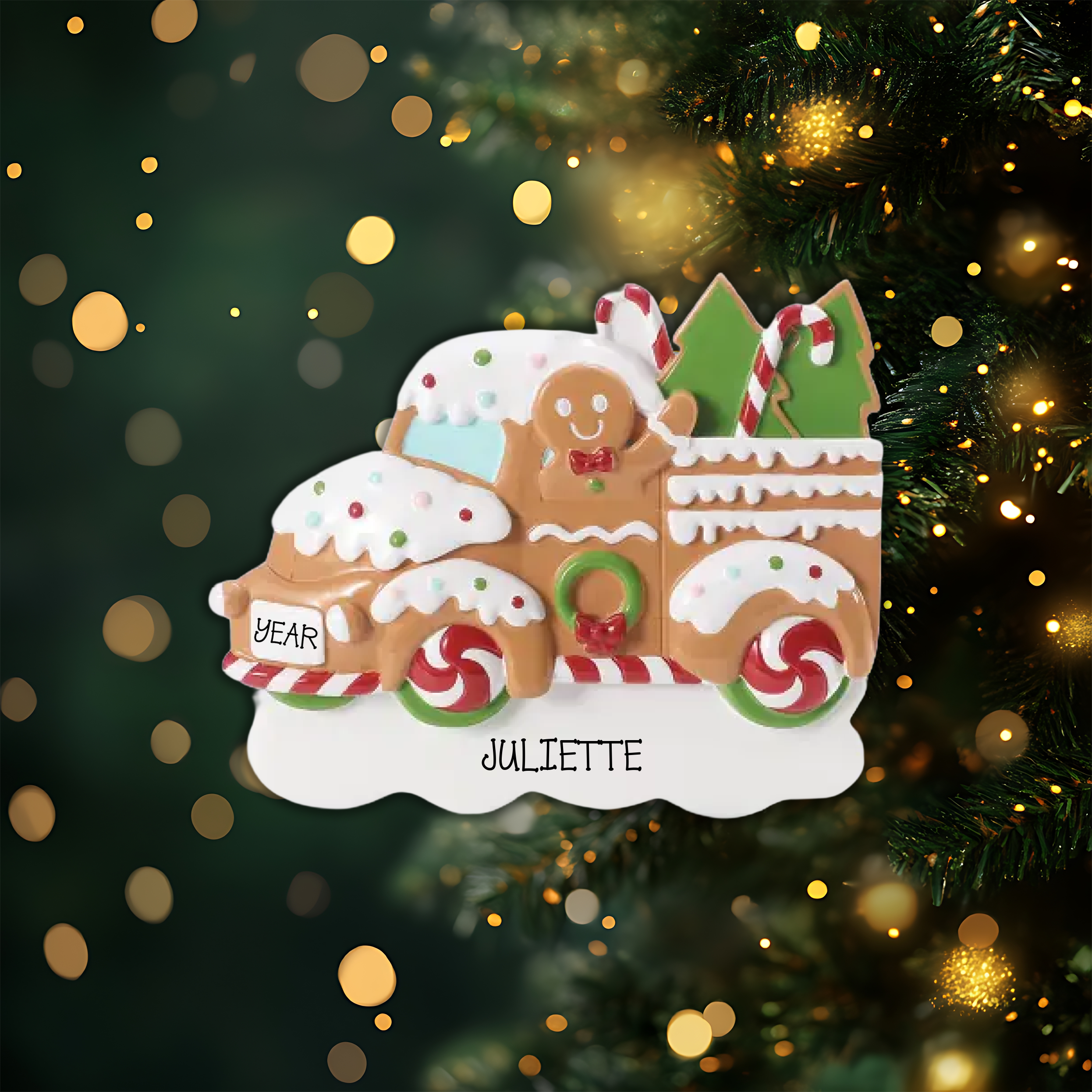 Gingerbread Truck Personalized Christmas Ornament