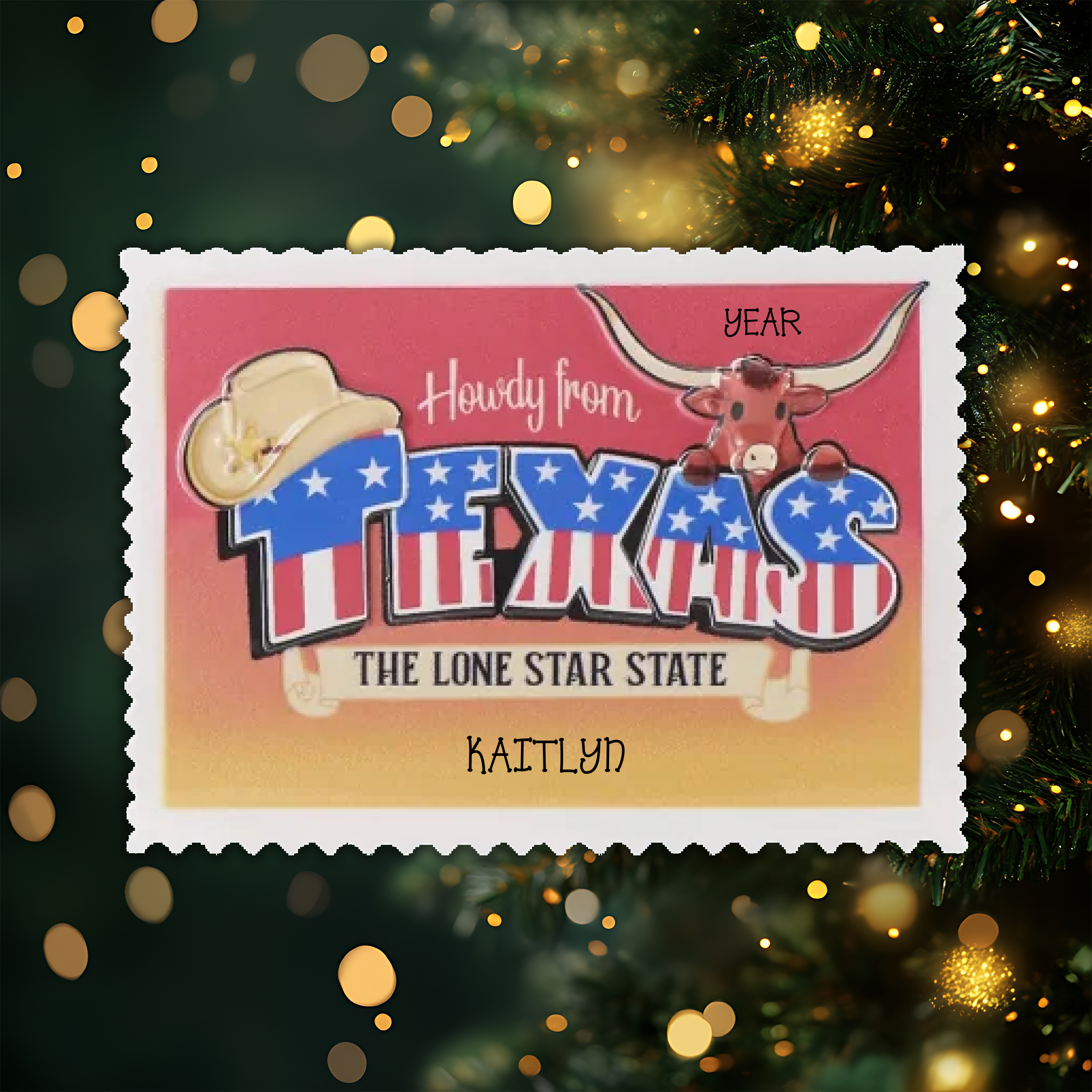Texas Personalized Christmas Ornament