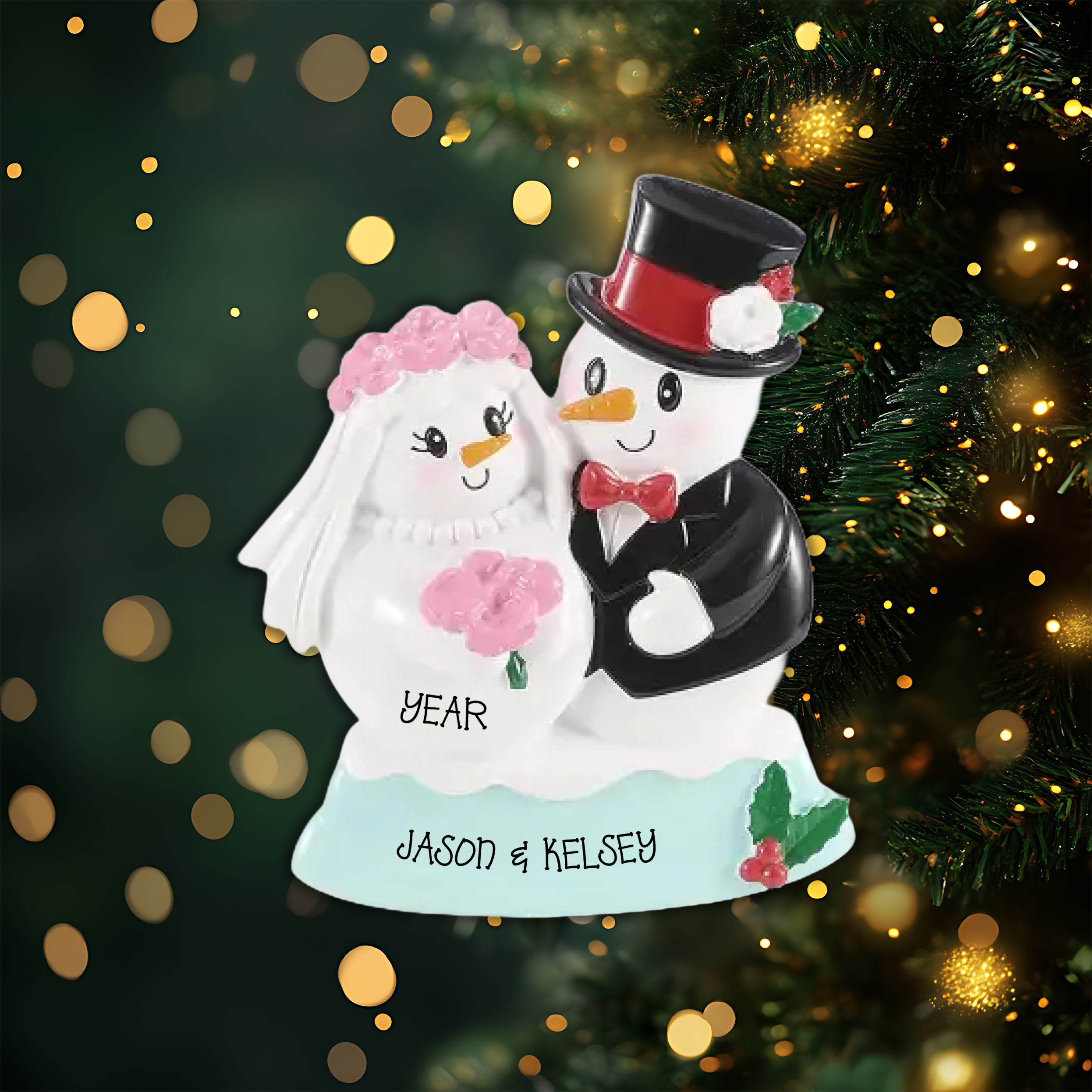 Snowman Marriage Personalized Christmas Ornament