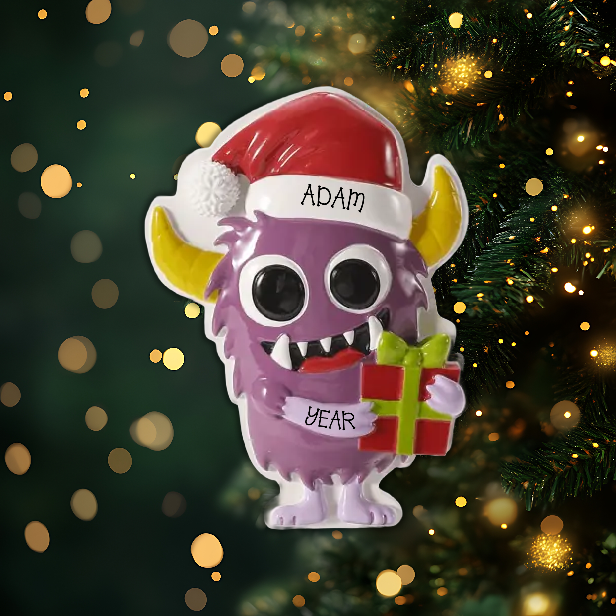 Purple Monster Personalized Christmas Ornament