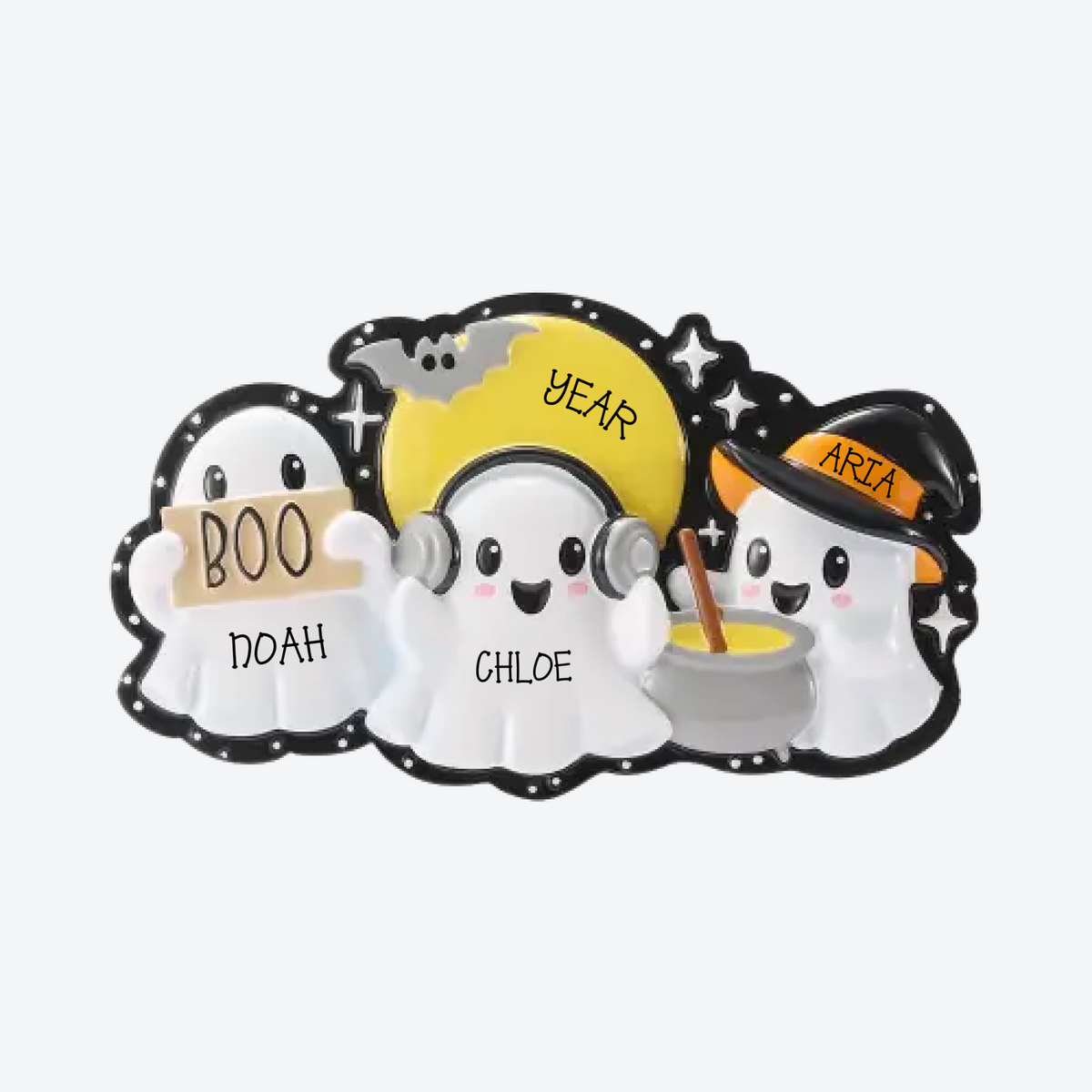 Halloween Ghost Family of 3 Personalized Christmas Ornament