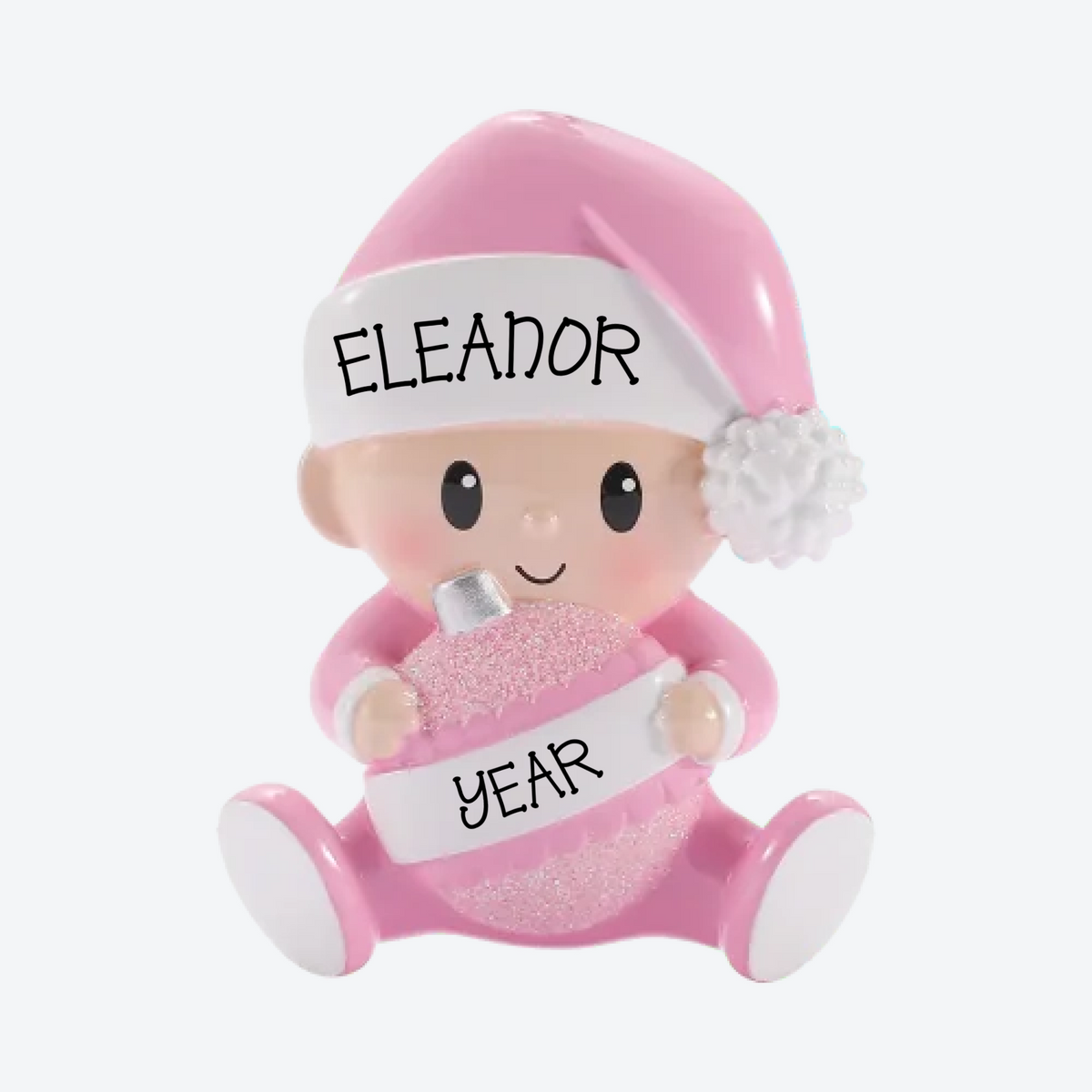 Baby Decorating Pink Personalized Christmas Ornament