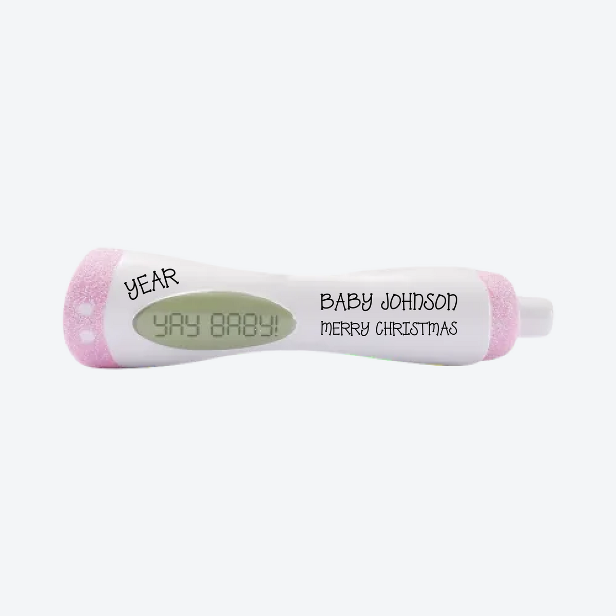 Pregancy Test Pink Personalized Christmas Ornament