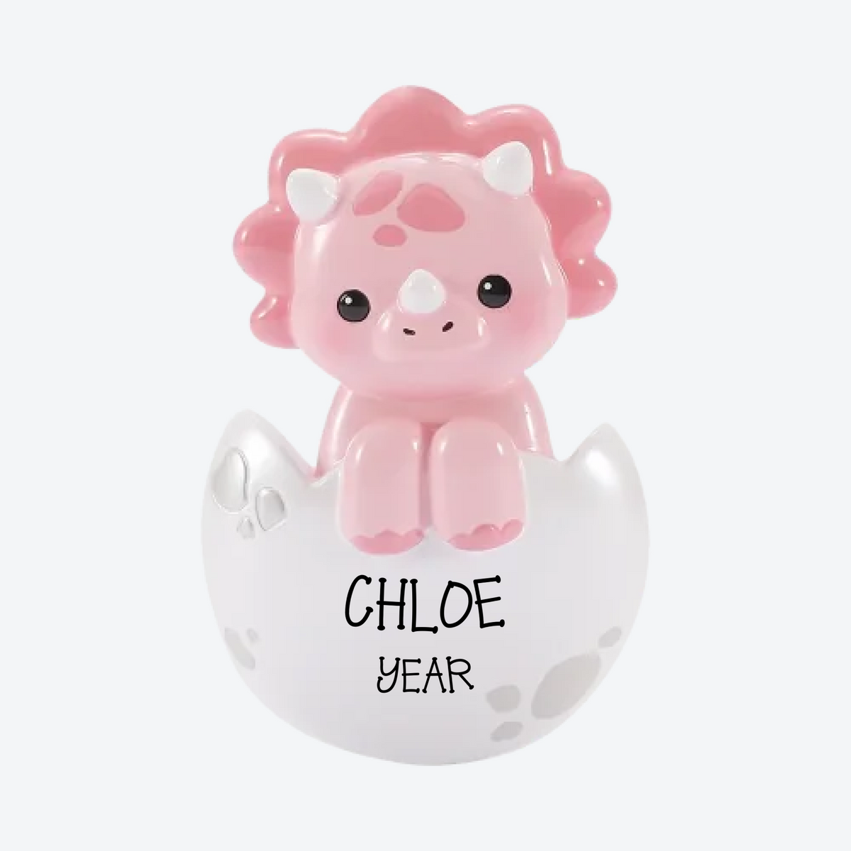 Baby Triceratops Pink Personalized Christmas Ornament