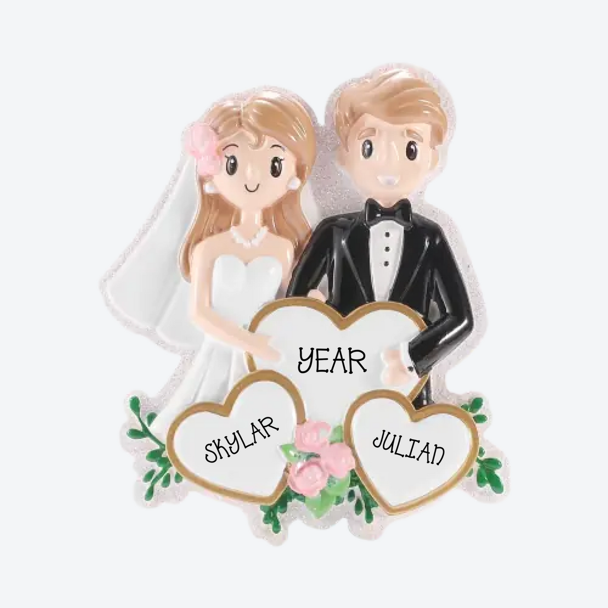 Happy Wedding Couple Personalized Christmas Ornament