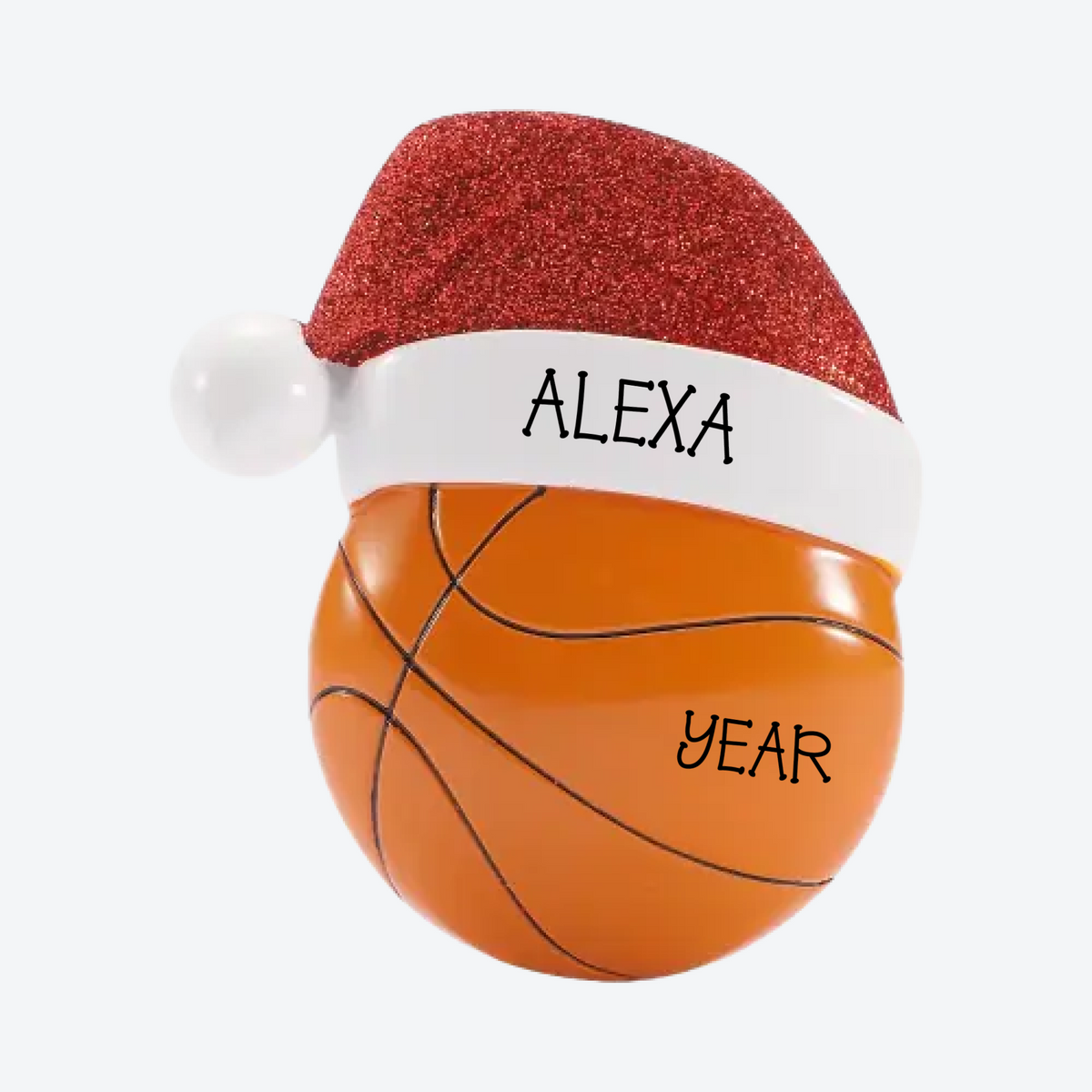 Basketball with Santa Hat Personalized Christmas Ornament