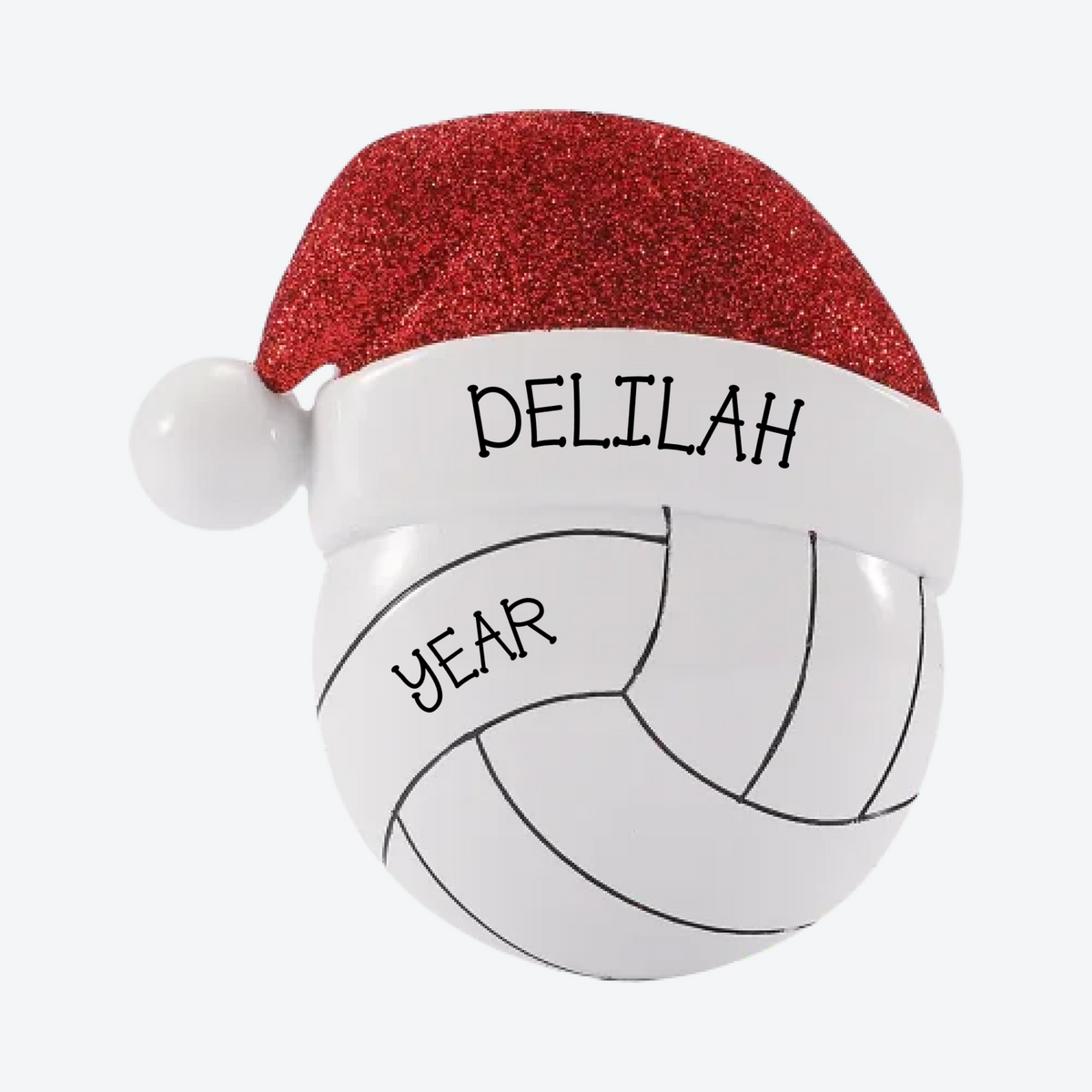 Volleyball with Santa Hat Personalized Christmas Ornament