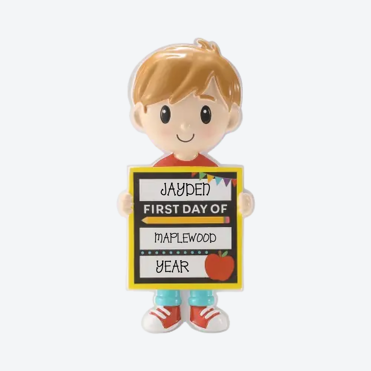 First Day of School Banner Boy Personalized Christmas Ornament