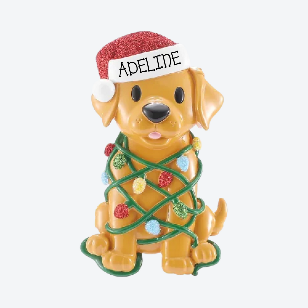 Dog Tangled in Lights Personalized Christmas Ornament