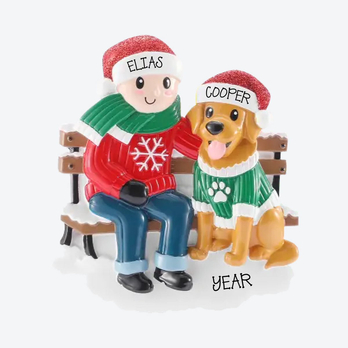 Man and His Dog Personalized Christmas Ornament