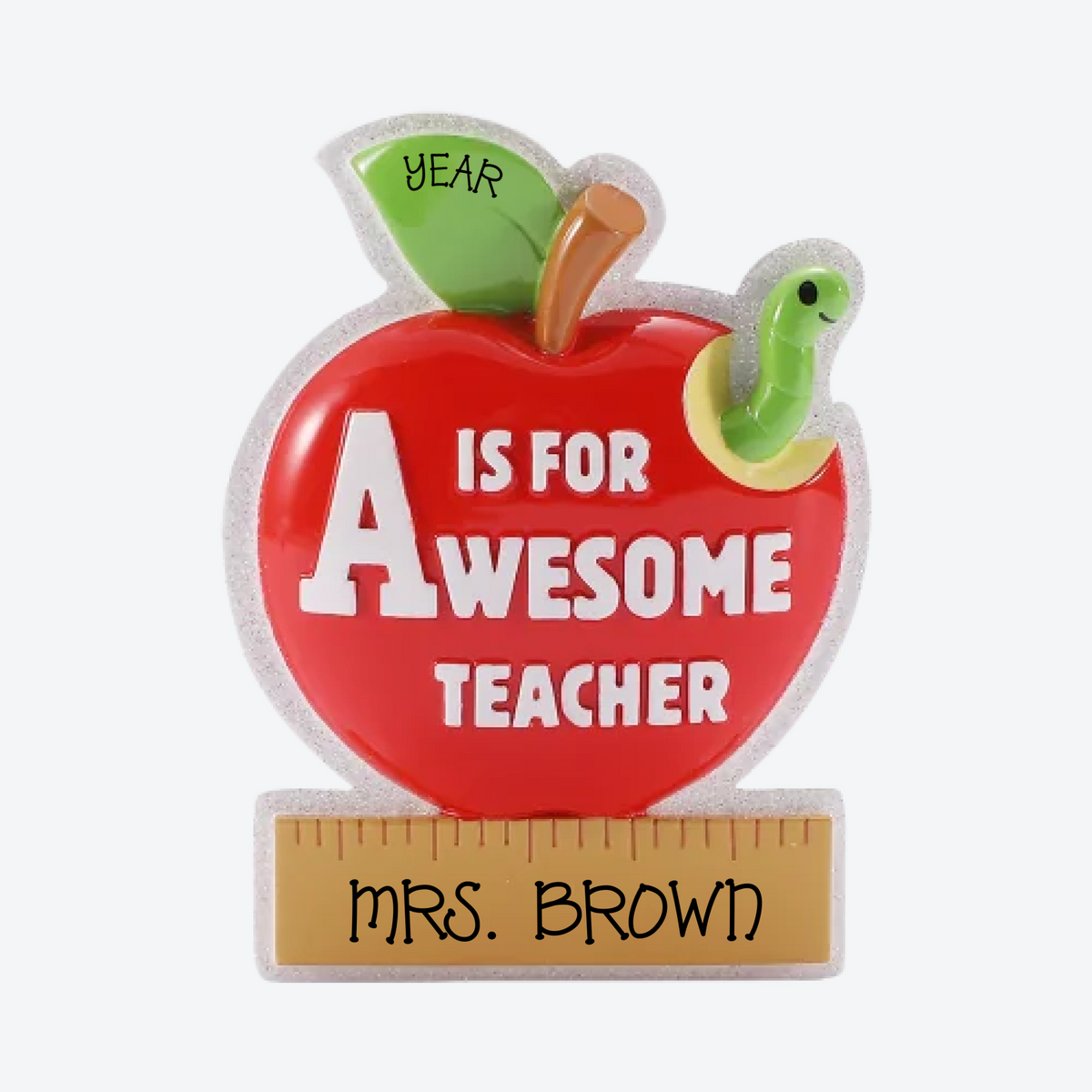 A Is For Awesome Teacher  Personalized Christmas Ornament