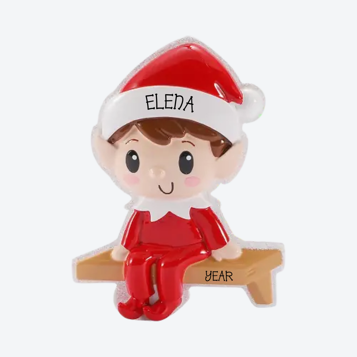 Christmas Elf Sitting On A Shelf Personalized Christmas Ornament