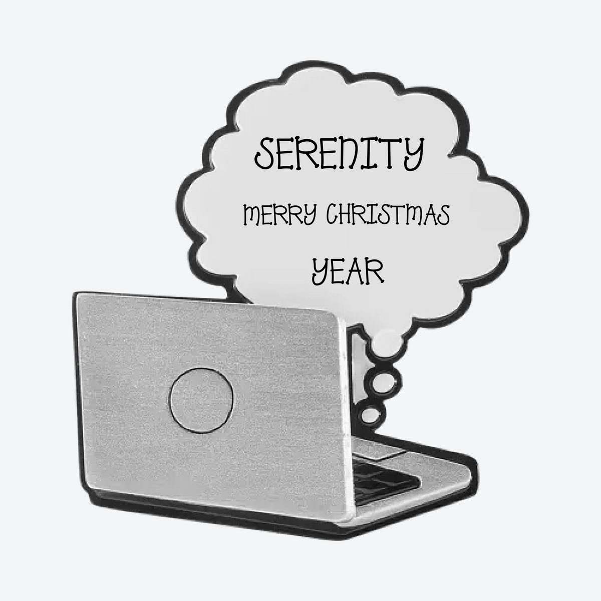 Lap Top Computer With Thought Cloud Personalized Christmas Ornament