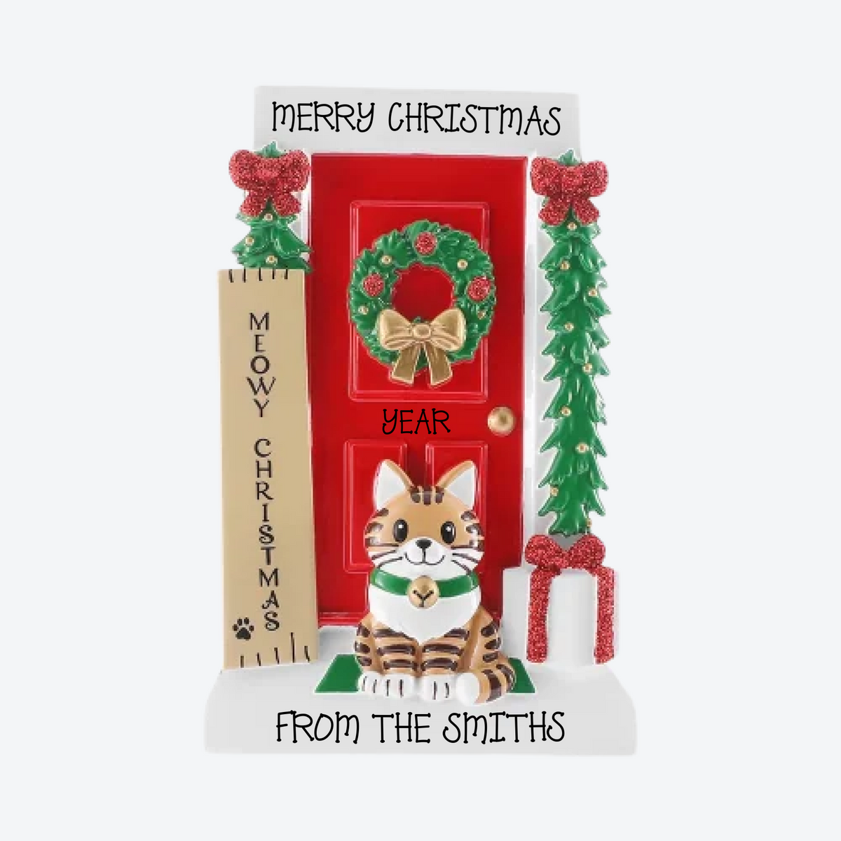 Meowy Christmas Wall Sign Door with Cat Personalized Christmas Ornament