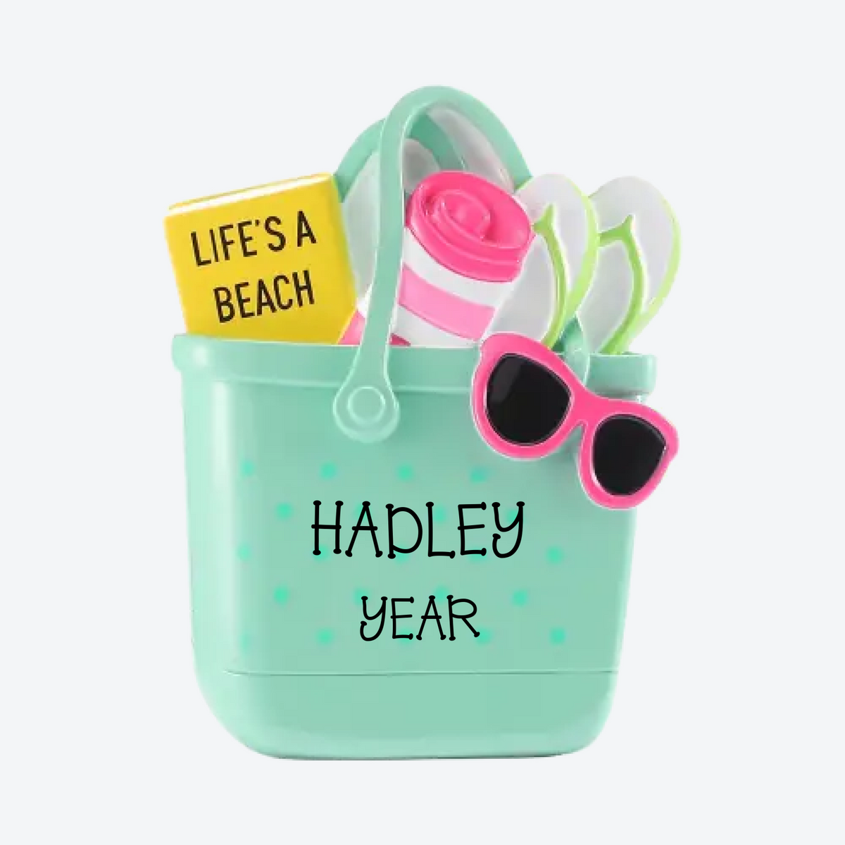 Trendy Rubber Beach Bag Personalized Christmas Ornament