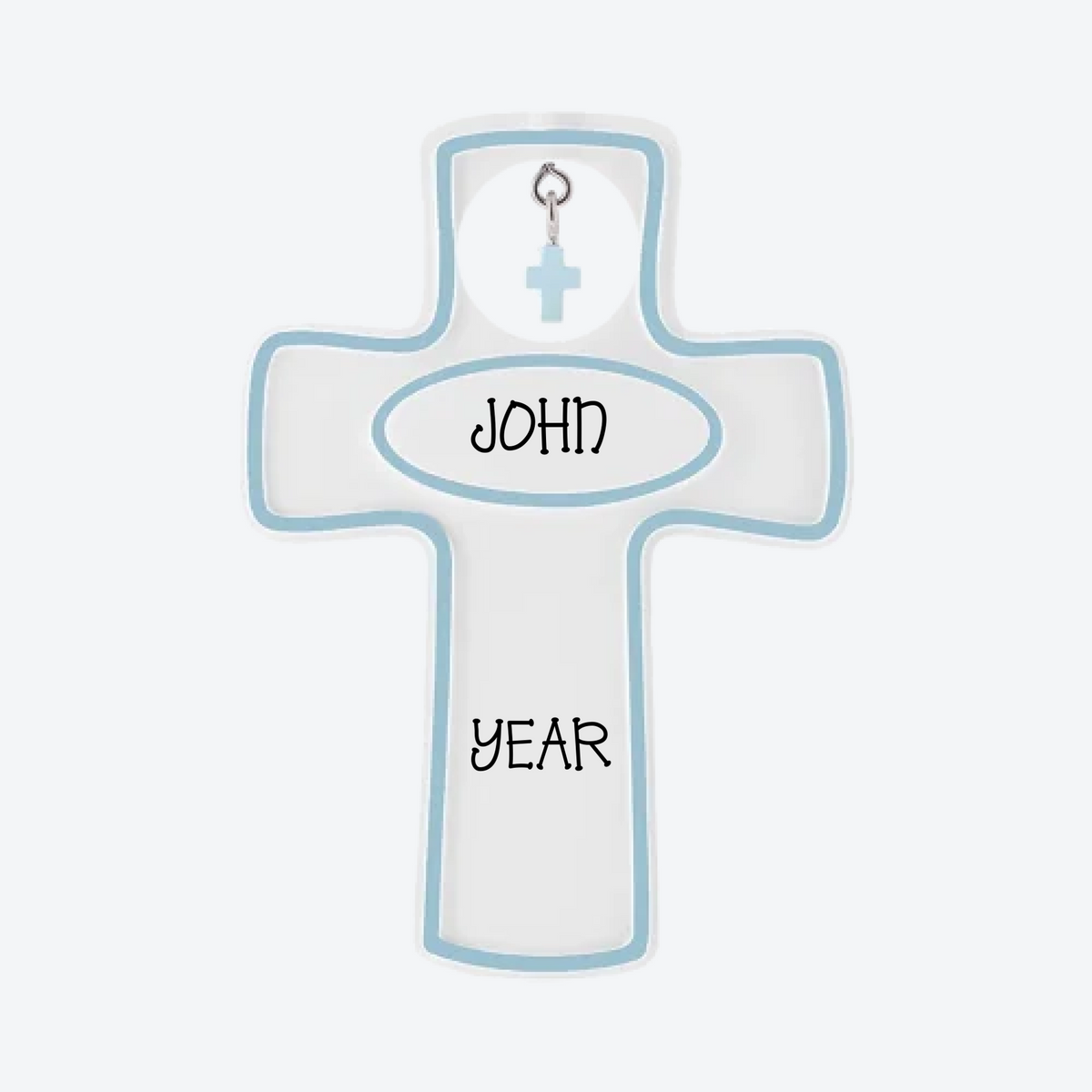 Child Cross  Blue Personalized Christmas Ornament