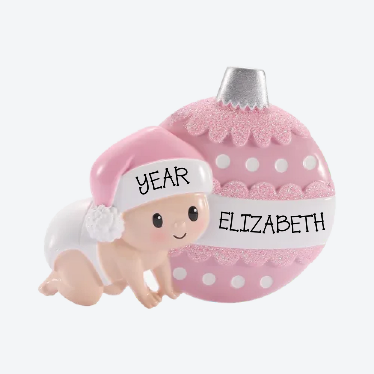 Baby Crawling Pink Personalized Christmas Ornament