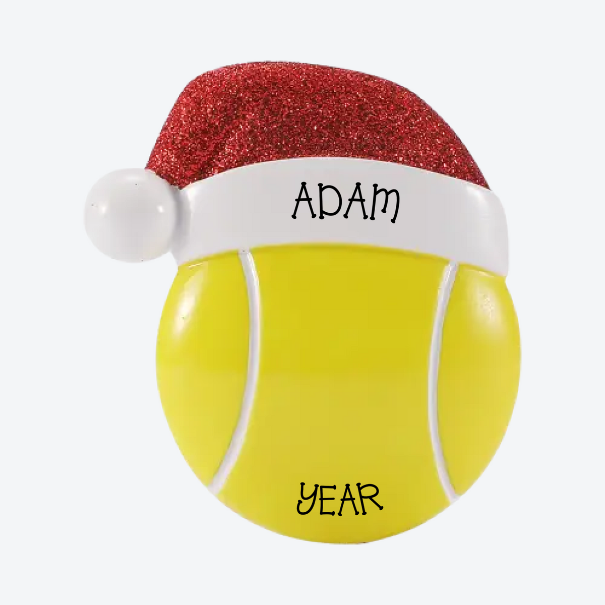 Tennis Ball with Santa Hat Personalized Christmas Ornament