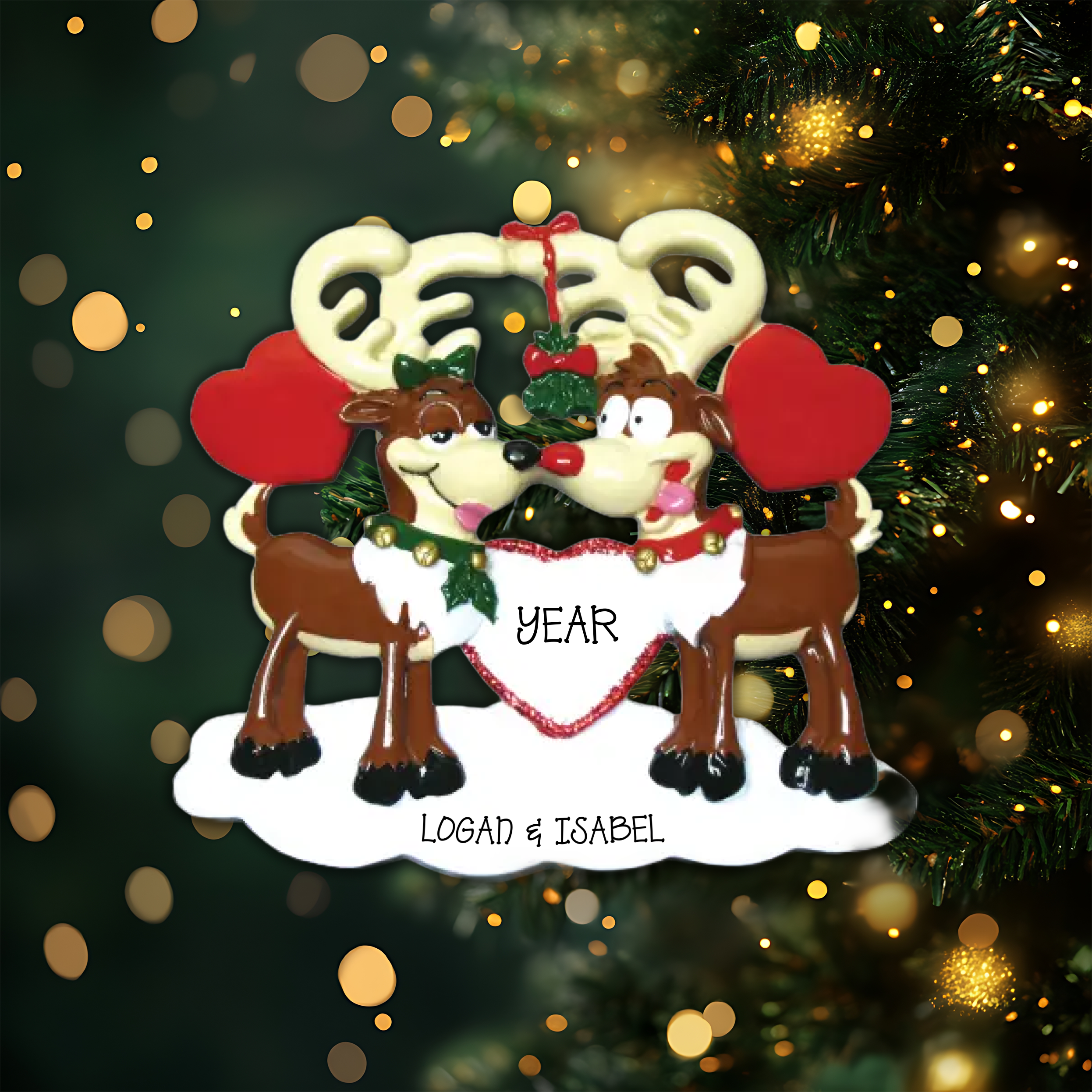 Reindeer Love Personalized Christmas Ornament
