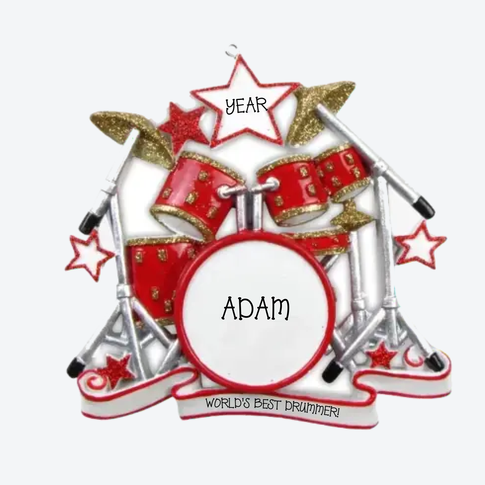 Drum Set Personalized Christmas Ornament