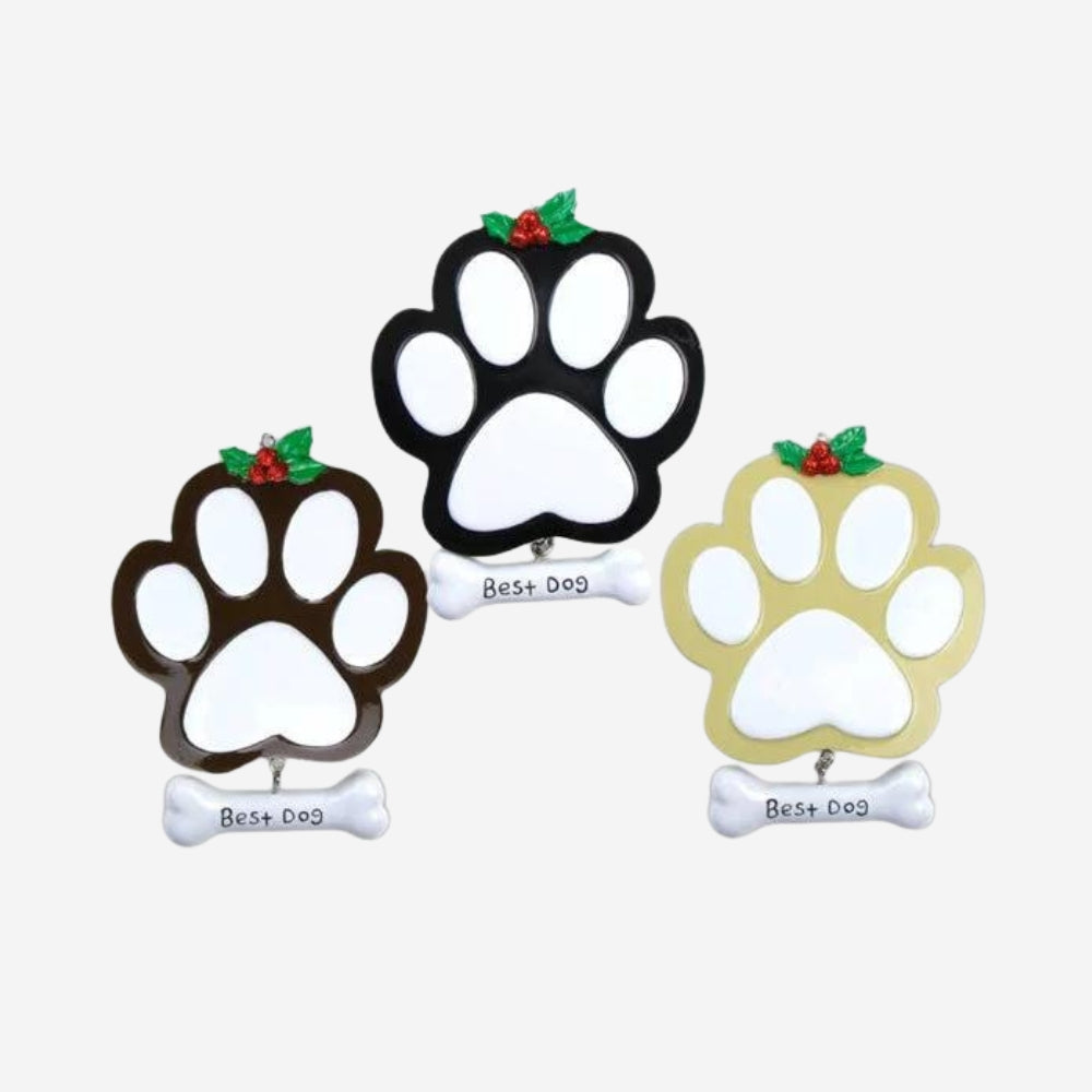 Dog Paw Personalized Christmas Ornament