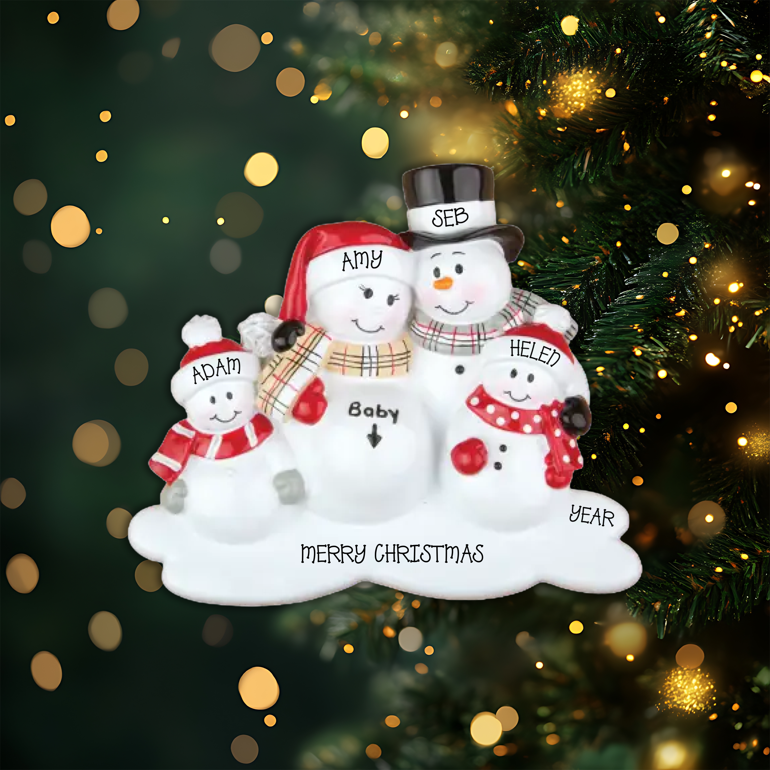 We're Expecting with 2 Children Personalized Christmas Ornament