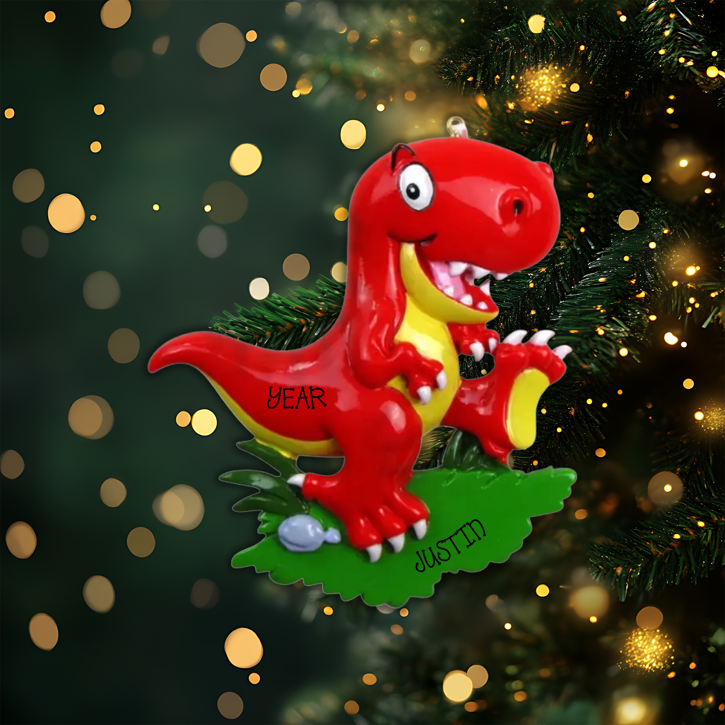 T-Rex Dinosaur Personalized Christmas Ornament