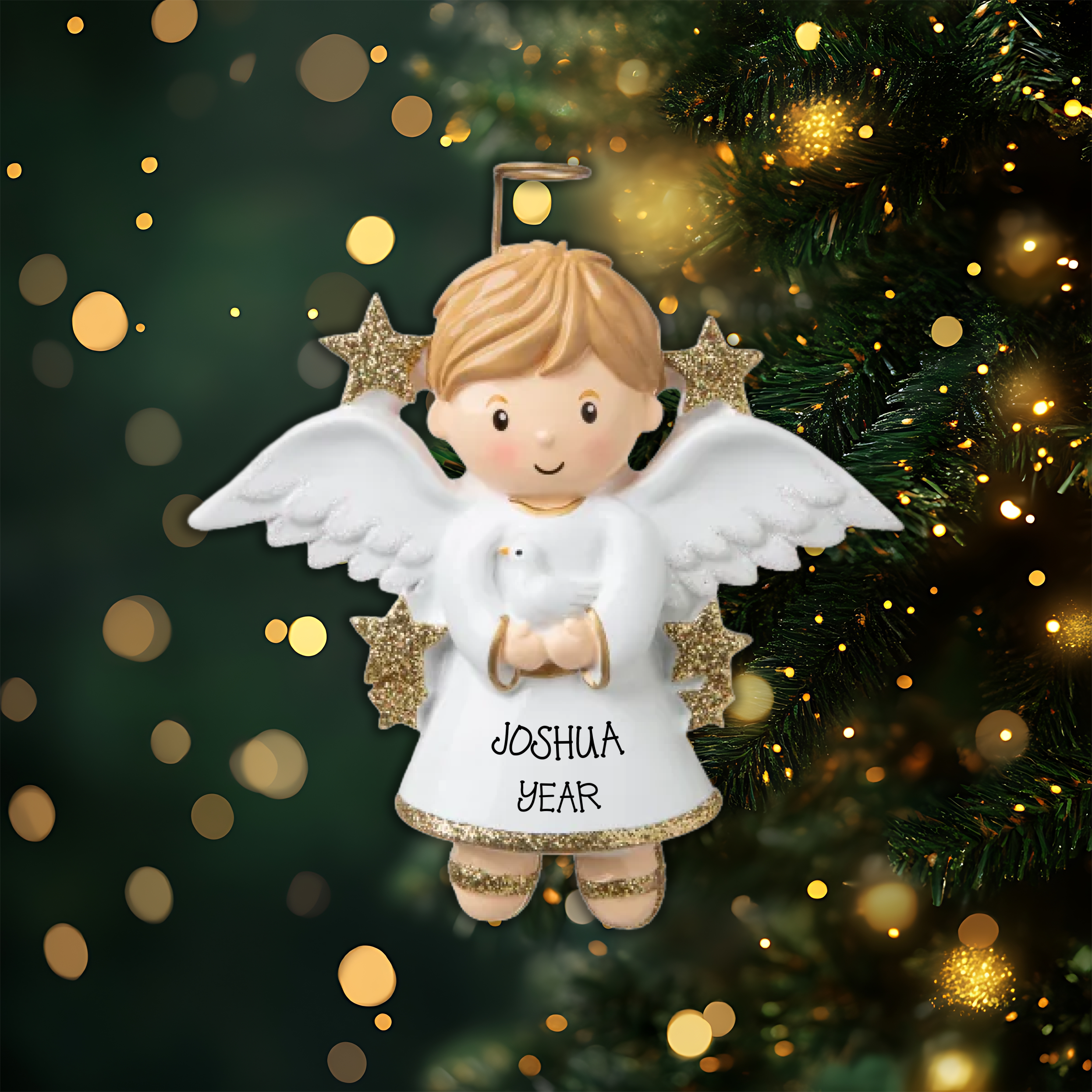 Angel Boy Personalized Christmas Ornament