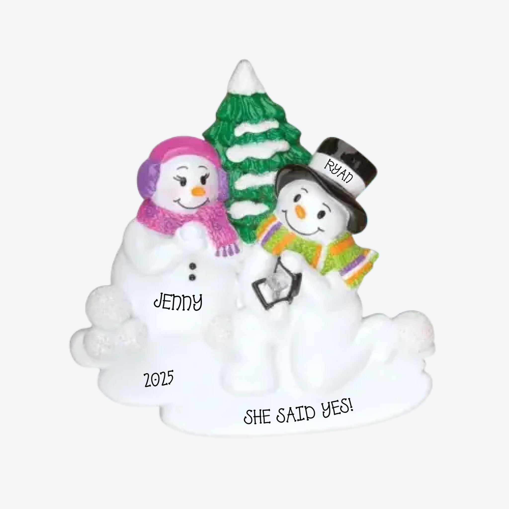 now Couple Engagement Personalized Christmas Ornament