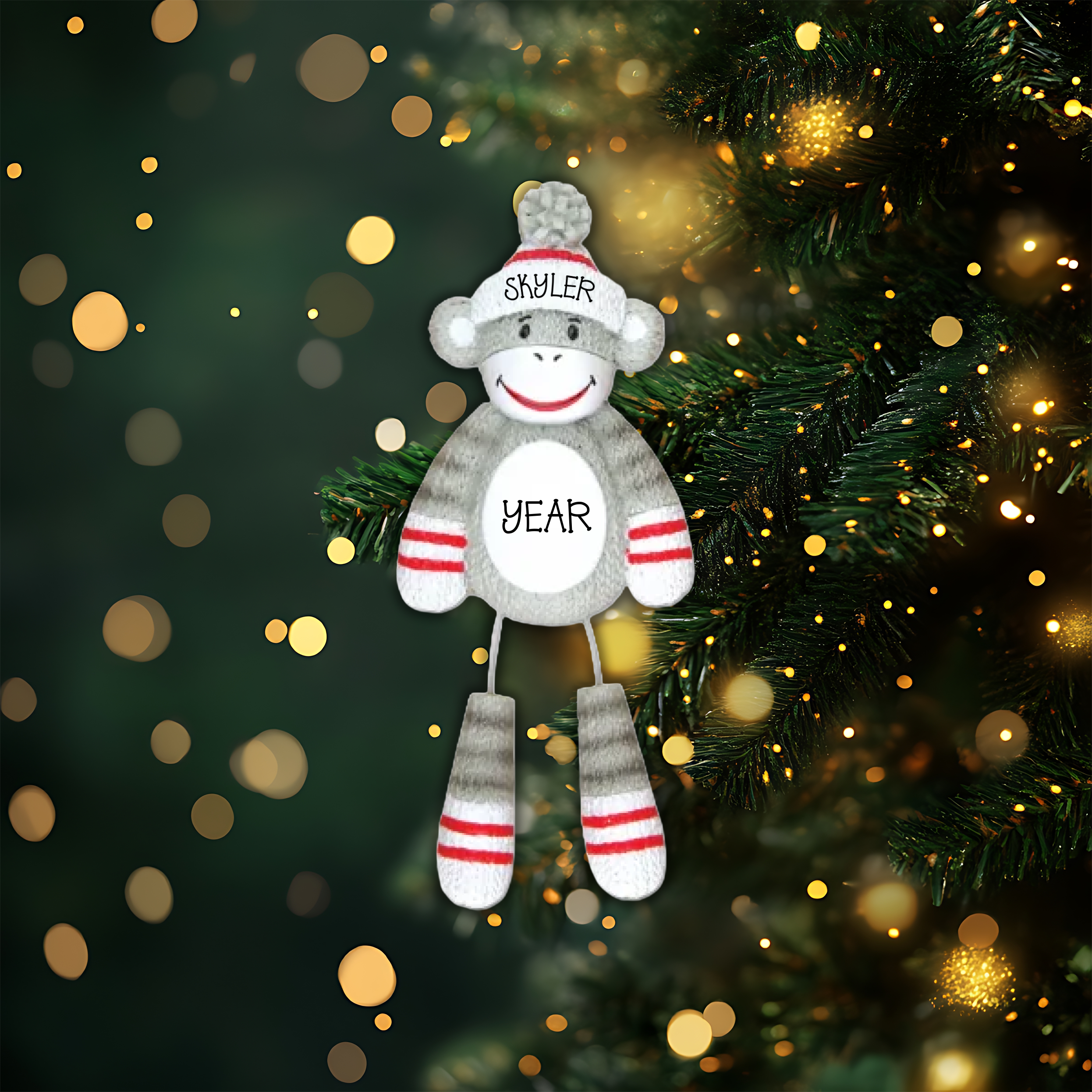 Stuffed Monkey Personalized Christmas Ornaments