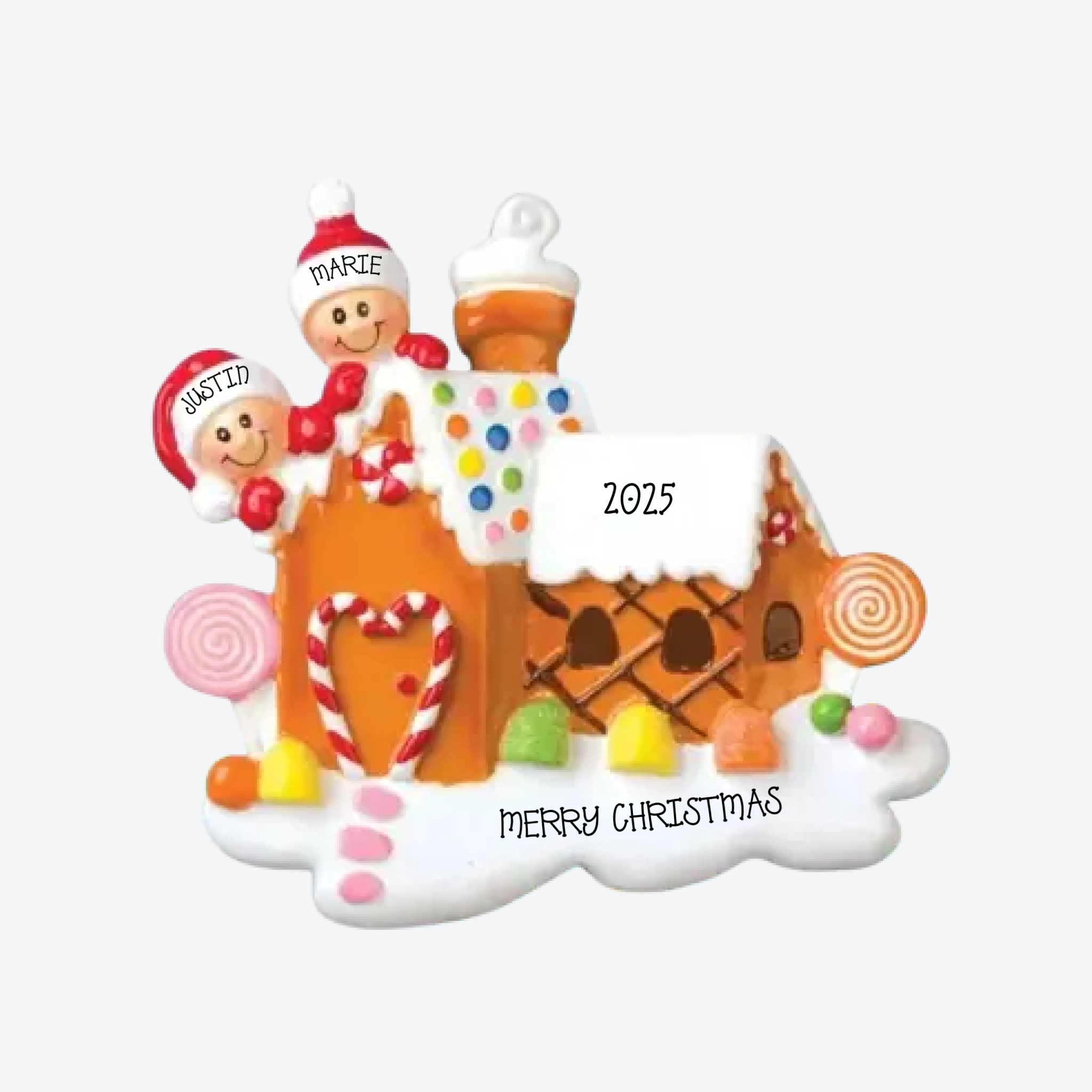 Gingerbread House Couple Personalized Christmas Ornament